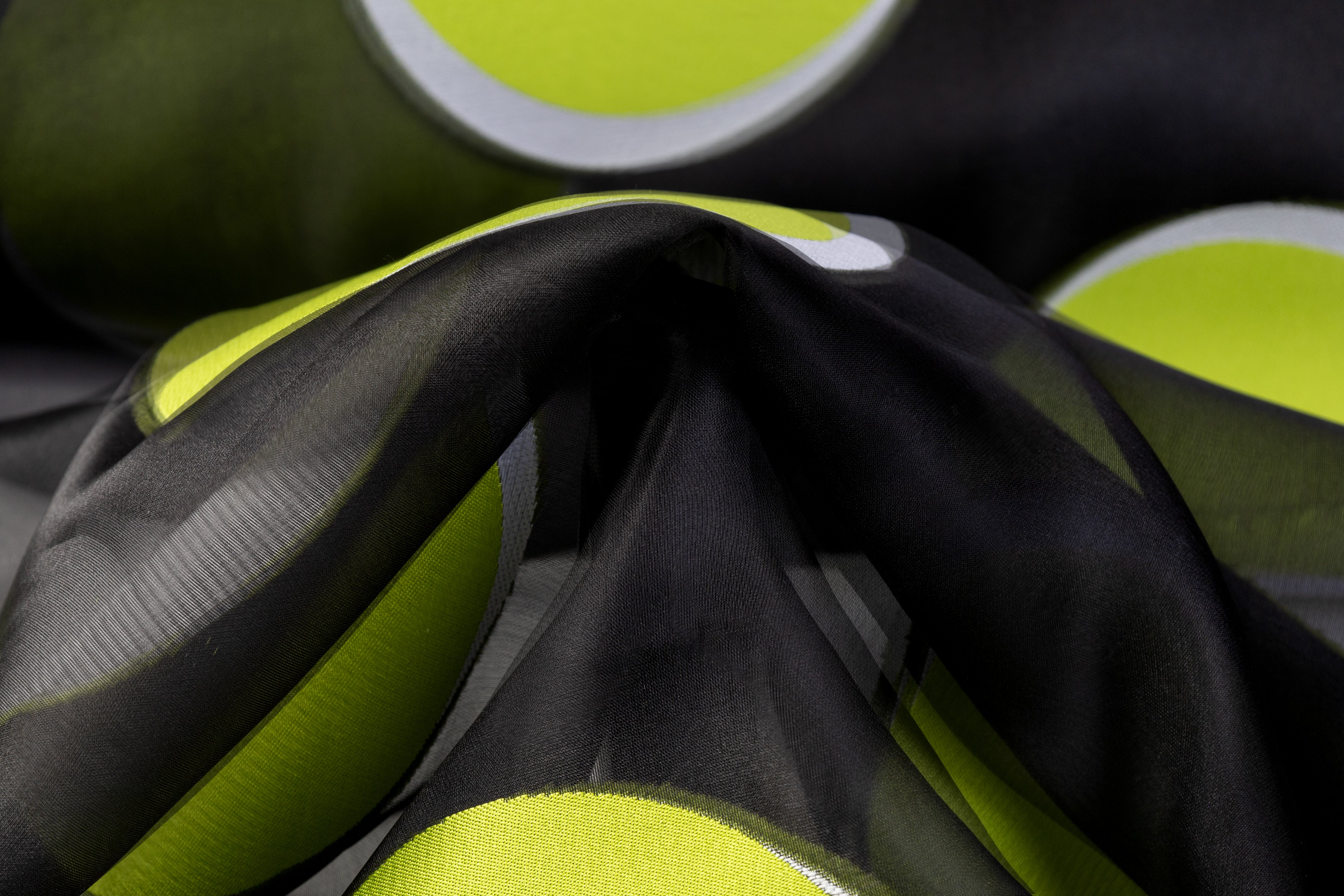 Dotted Silk Organza Fil Coupé - Green / Black