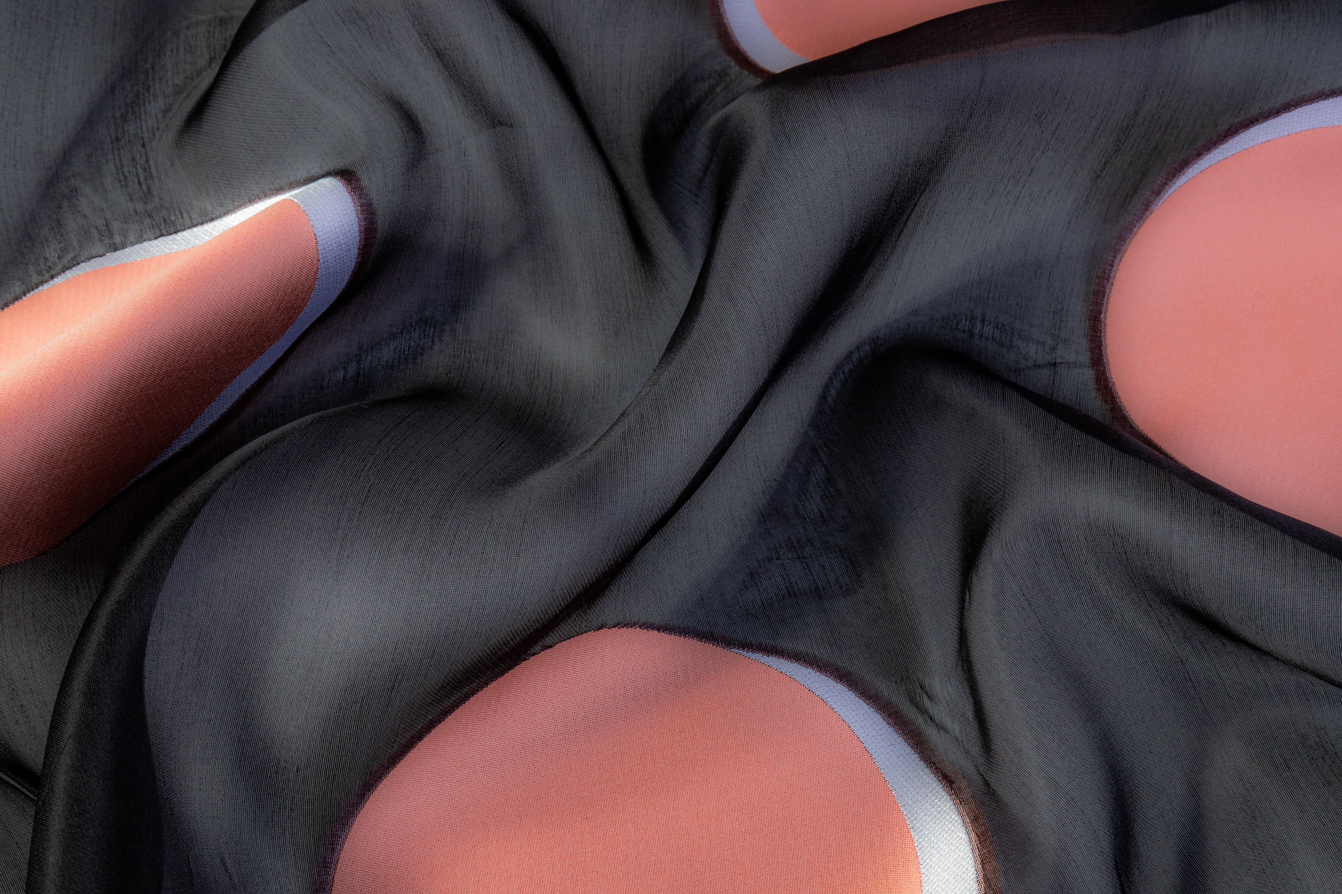 Dotted Silk Organza Fil Coupé - Peach / Black
