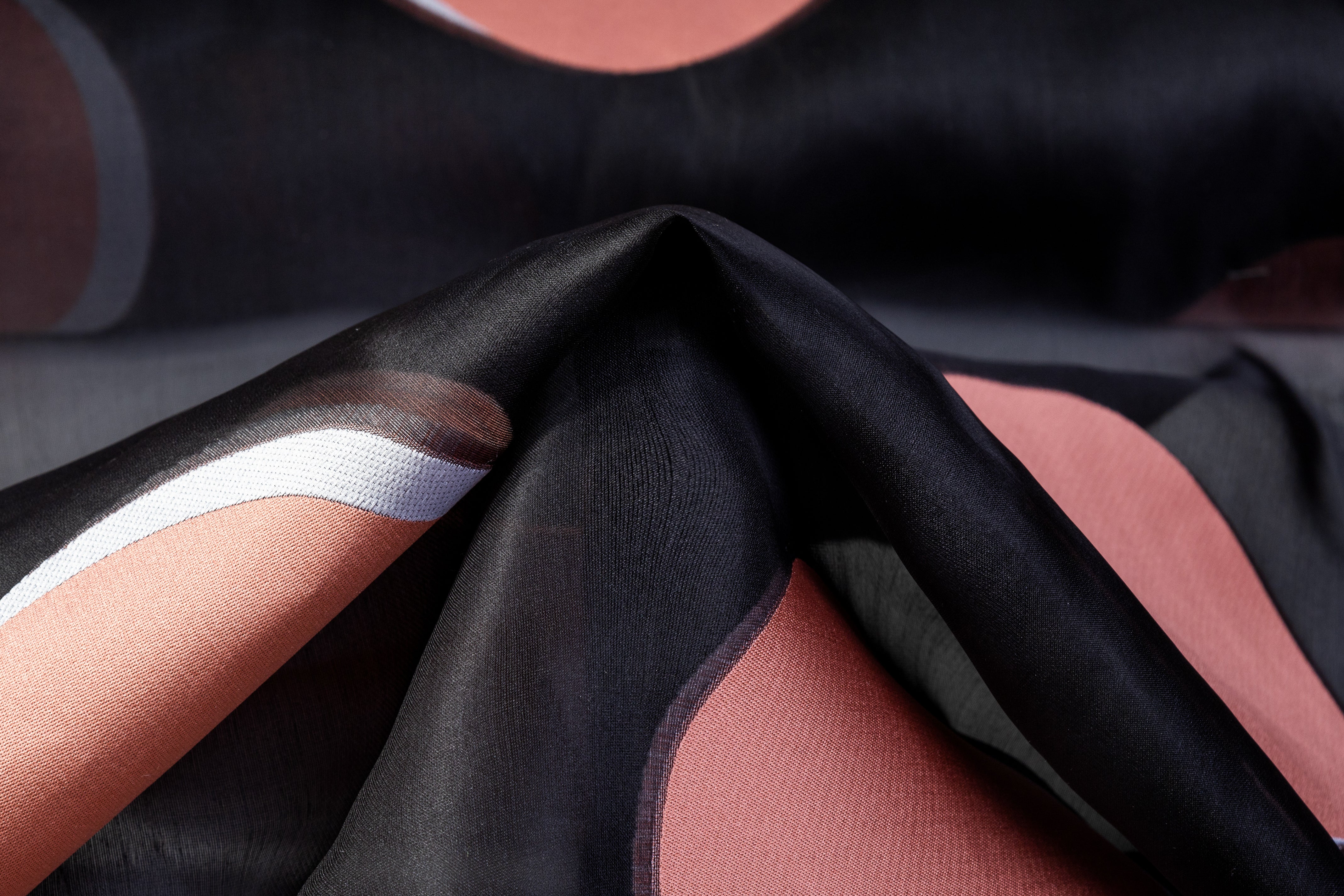 Dotted Silk Organza Fil Coupé - Peach / Black