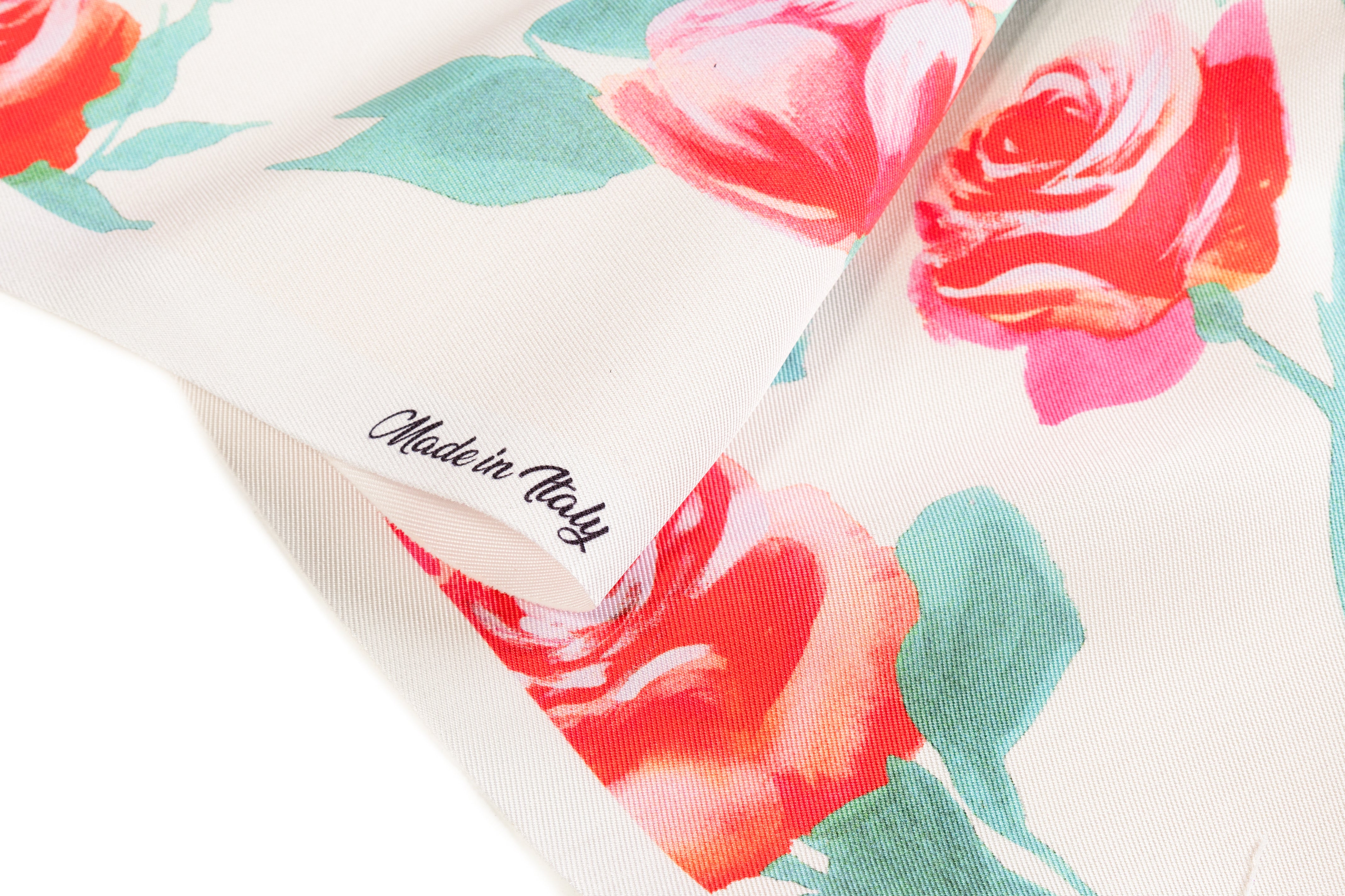 Floral Italian Mikado - Ivory / Green / Pink