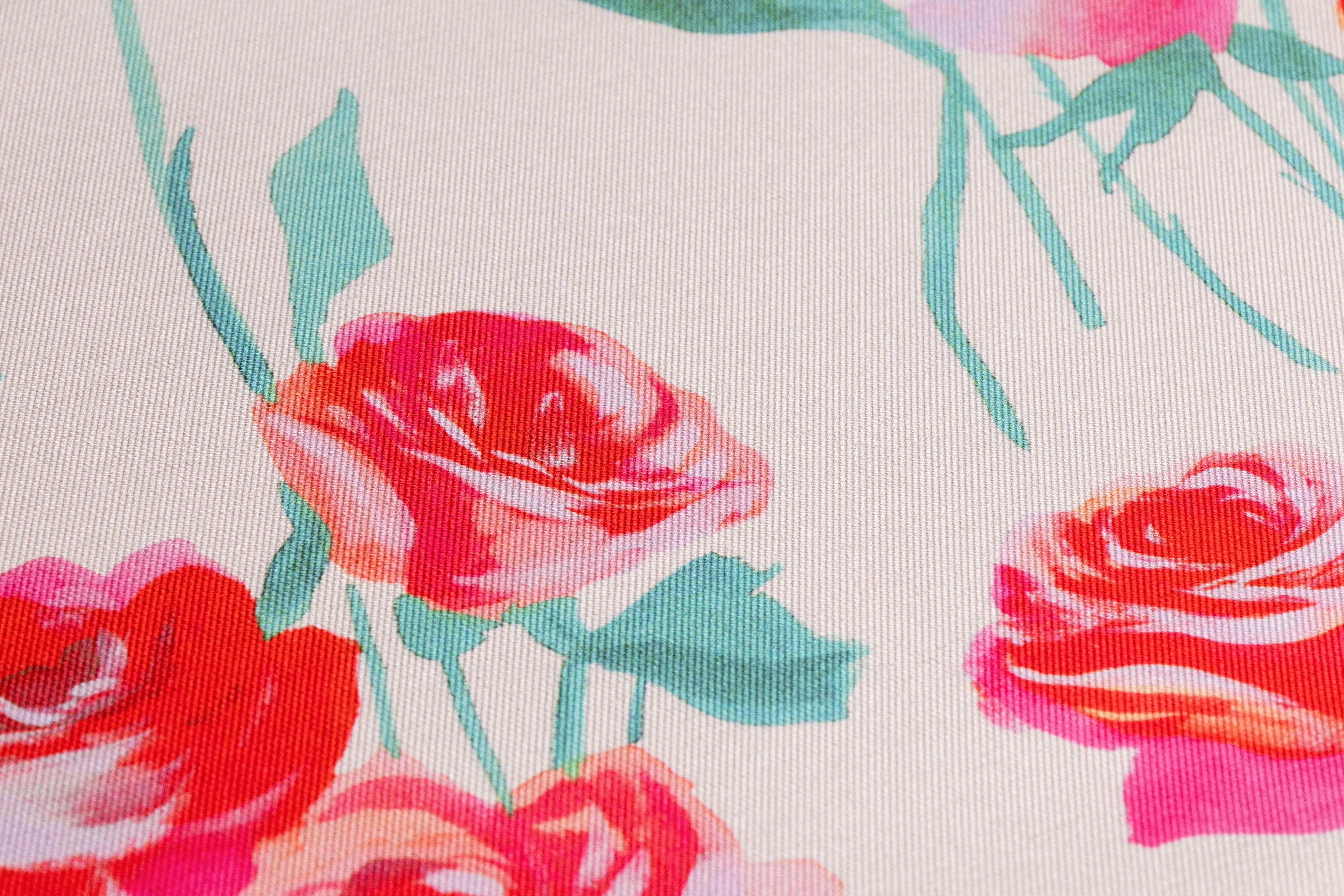 Floral Italian Mikado - Ivory / Green / Pink
