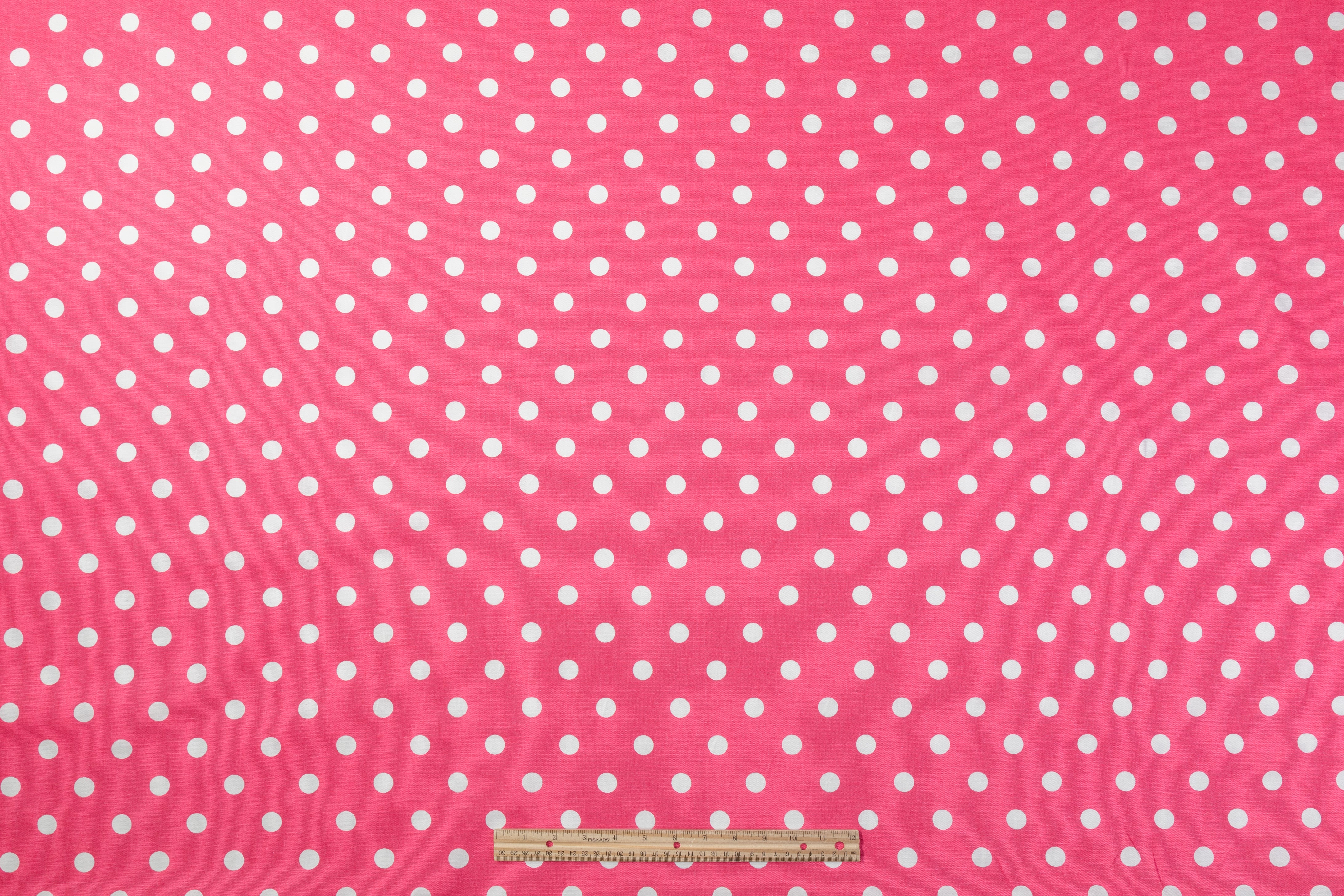 Polka Dot Cotton Canvas - Pink / White