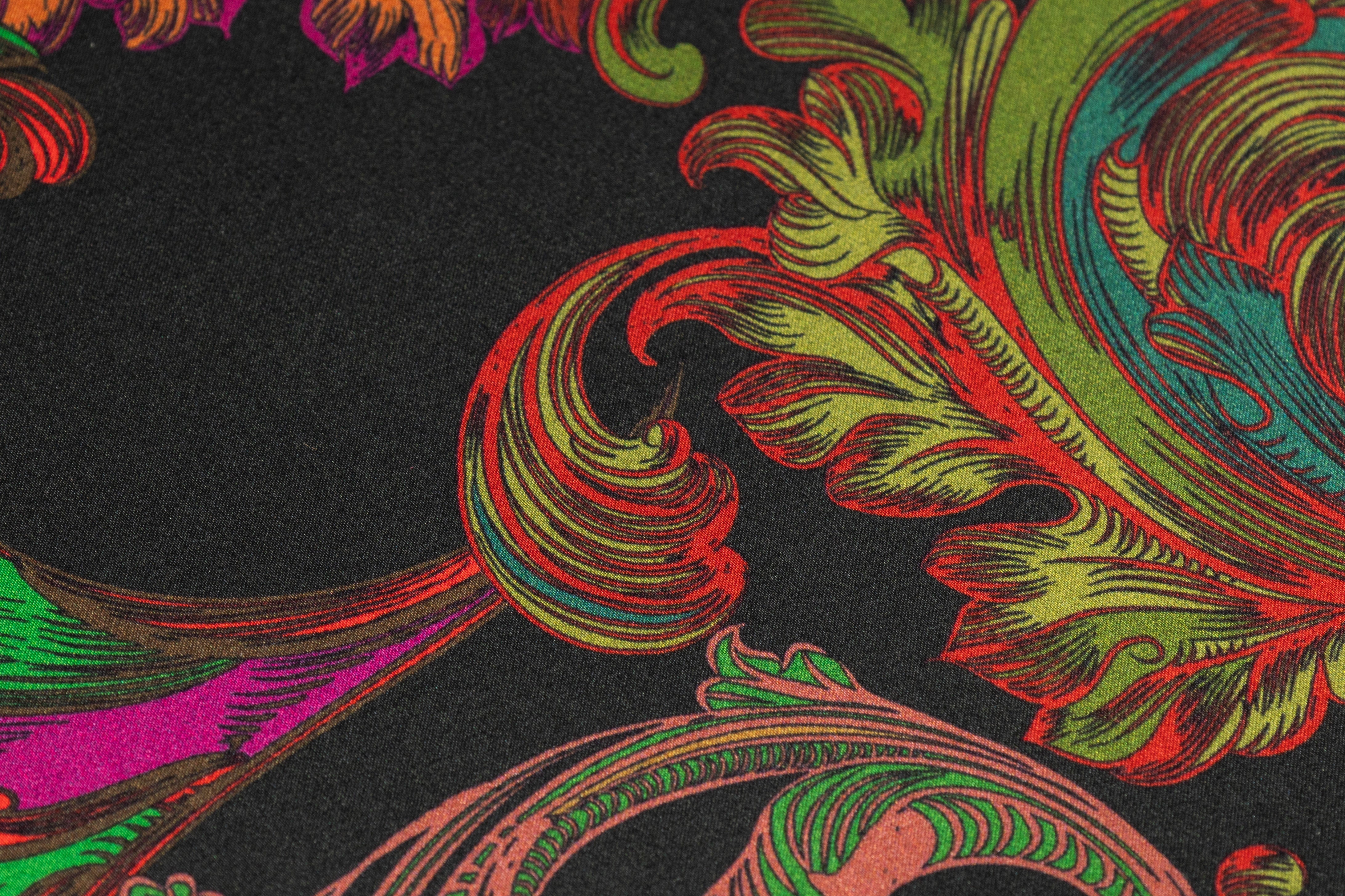 Baroque Italian Silk Charmeuse - Rust / Black / Red / Green