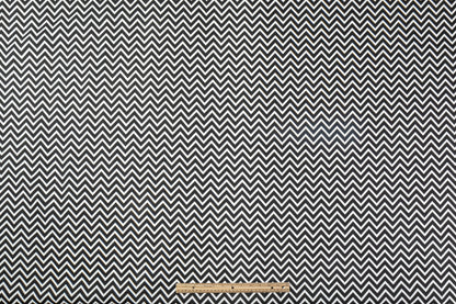 Chevron Printed Cotton Canvas - Black / White