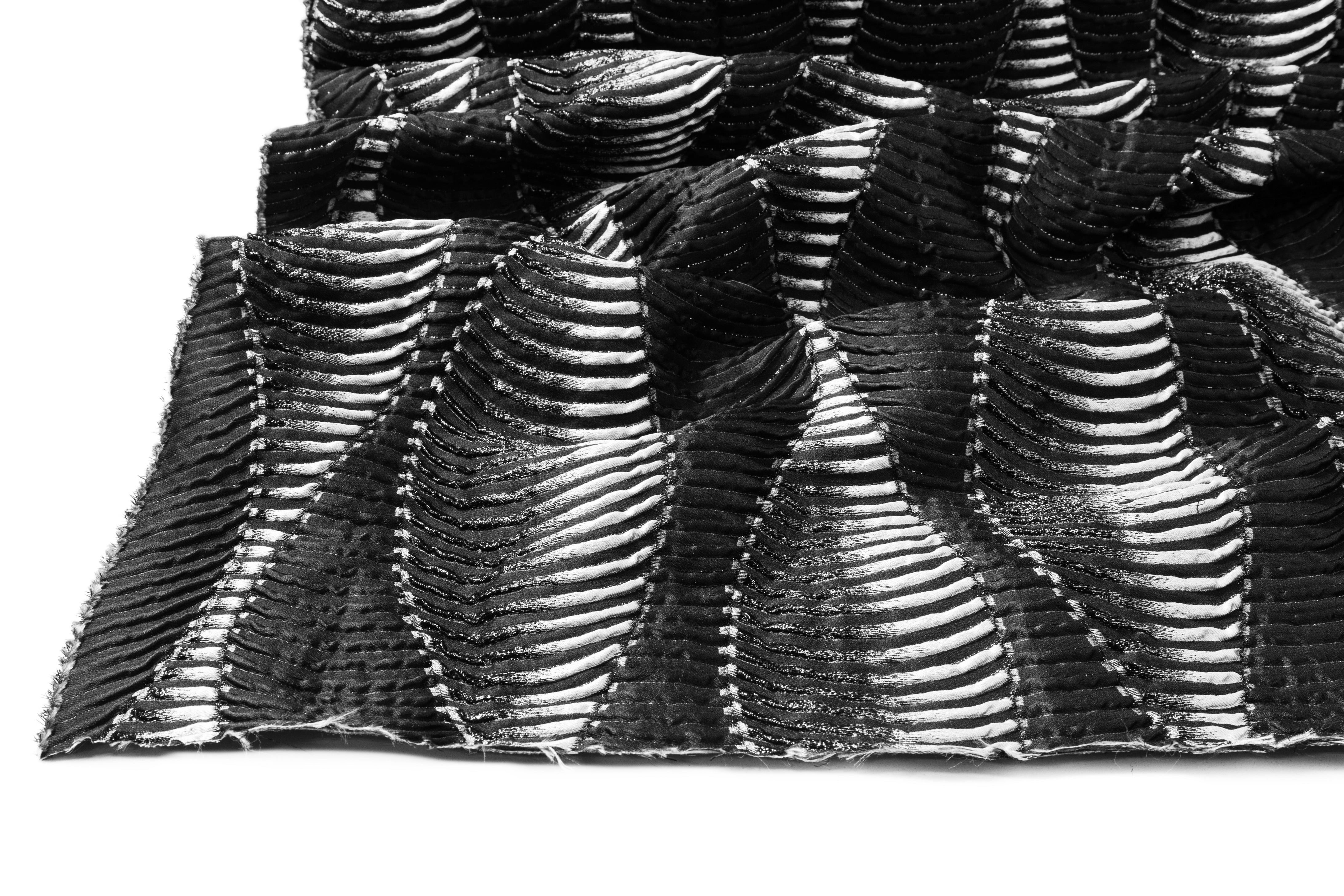 Abstract Metallic Italian Silk Blend Cloqué Brocade - Black / Gray