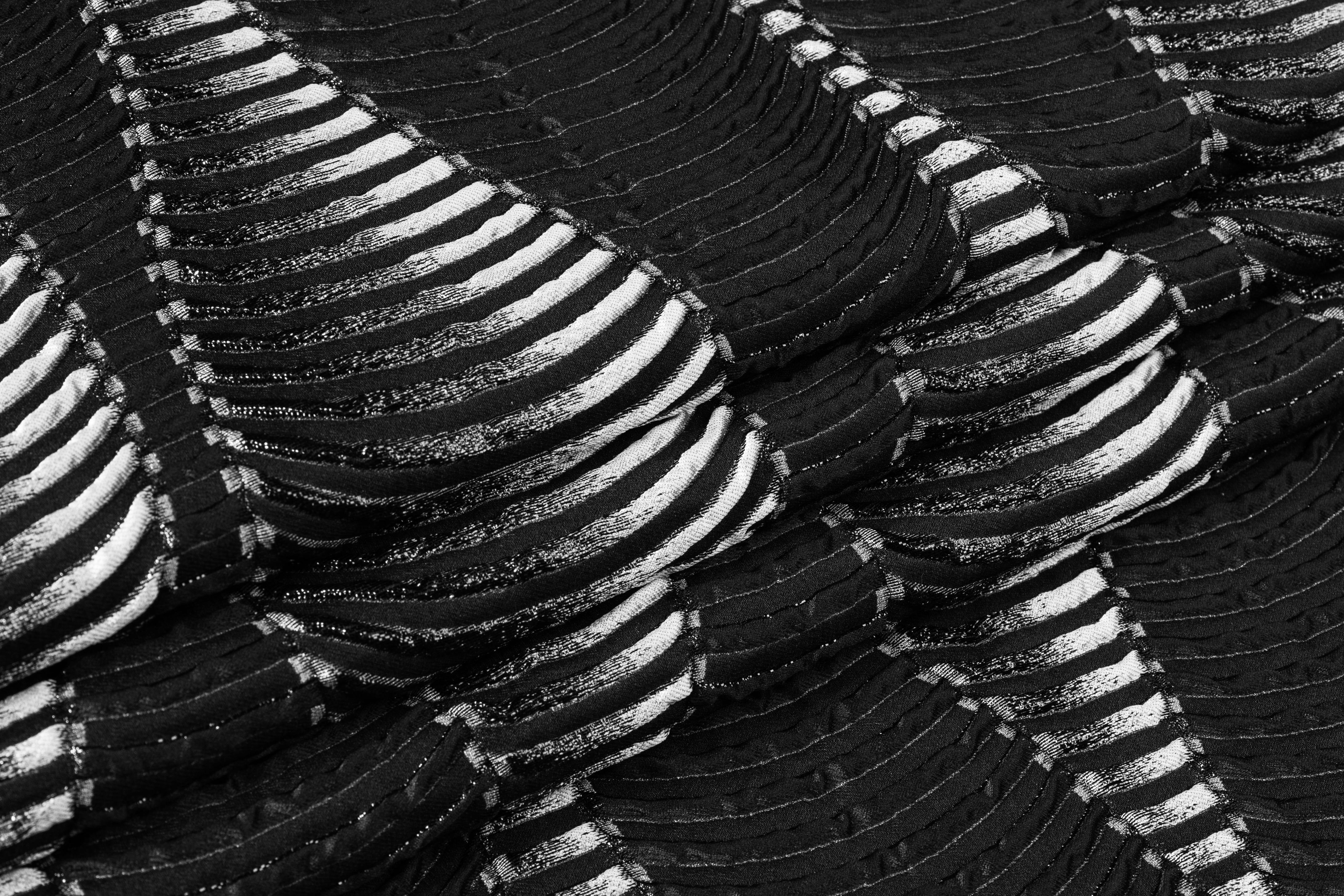 Abstract Metallic Italian Silk Blend Cloqué Brocade - Black / Gray
