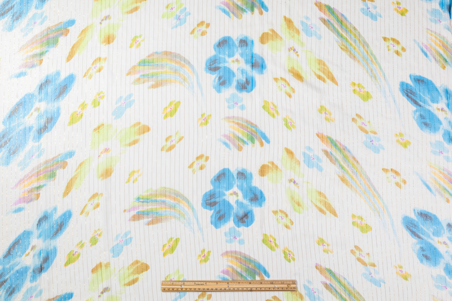 Metallic Striped Crinkled Silk Chiffon - Multicolor