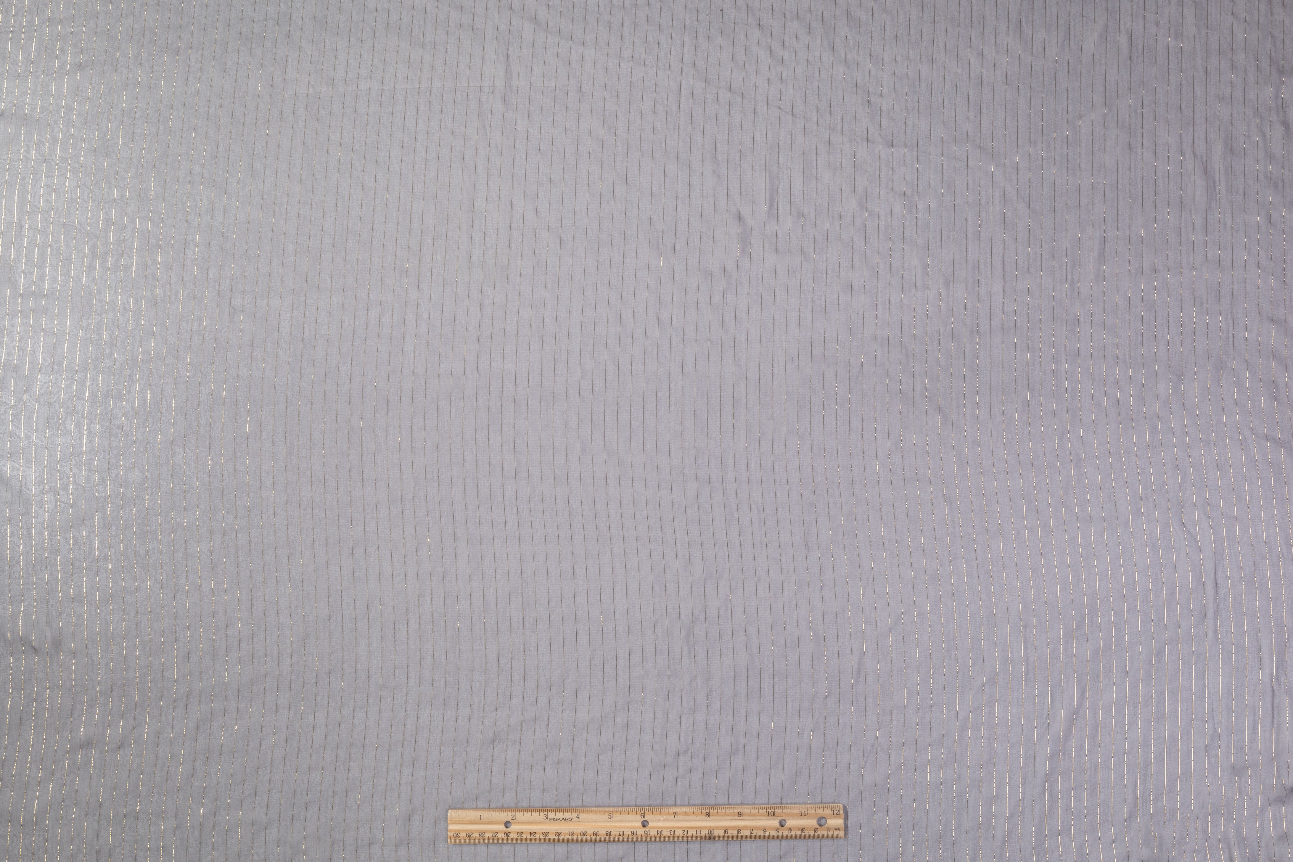 Metallic Striped Silk Chiffon - Gray / Gold