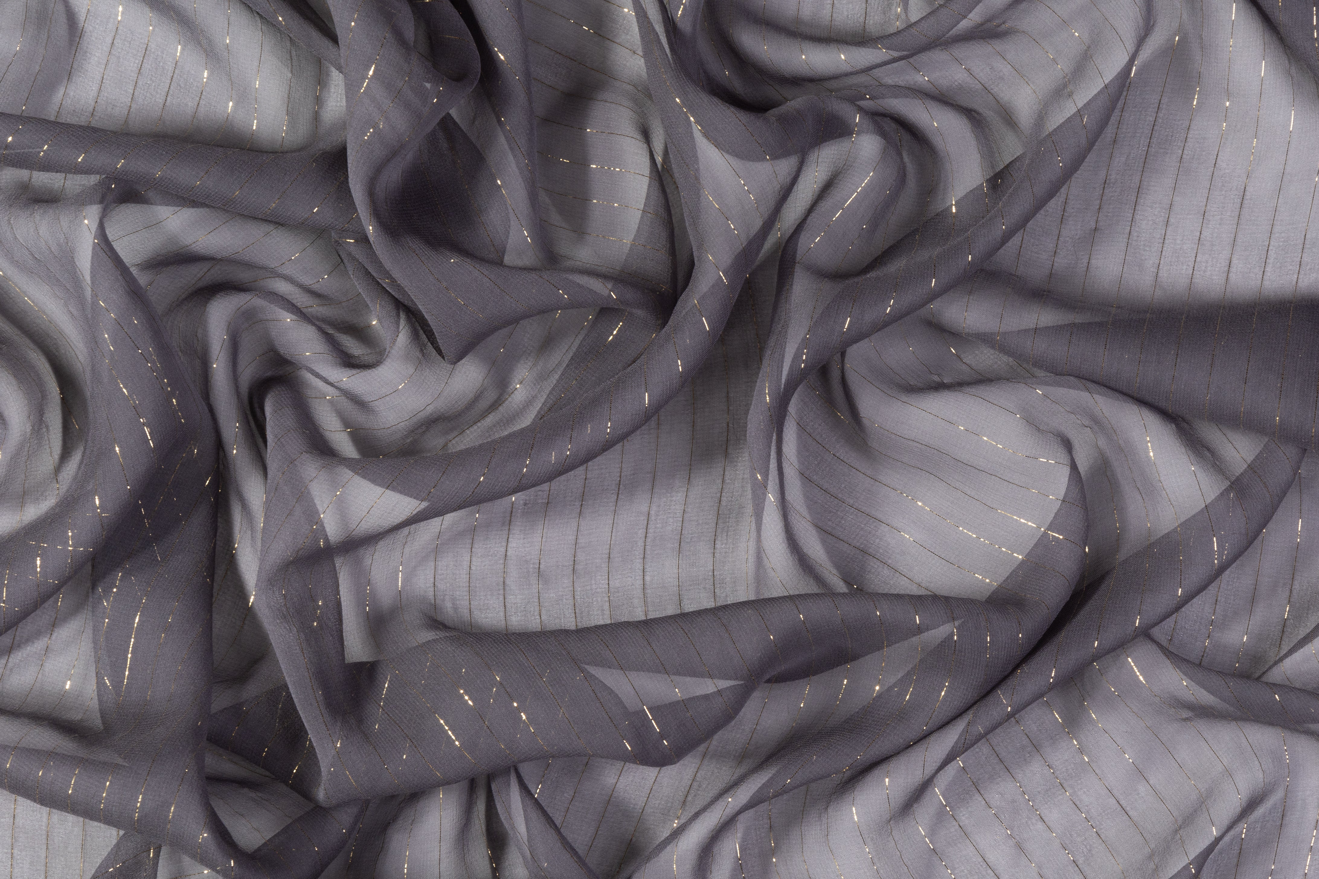 Metallic Striped Silk Chiffon - Gray / Gold