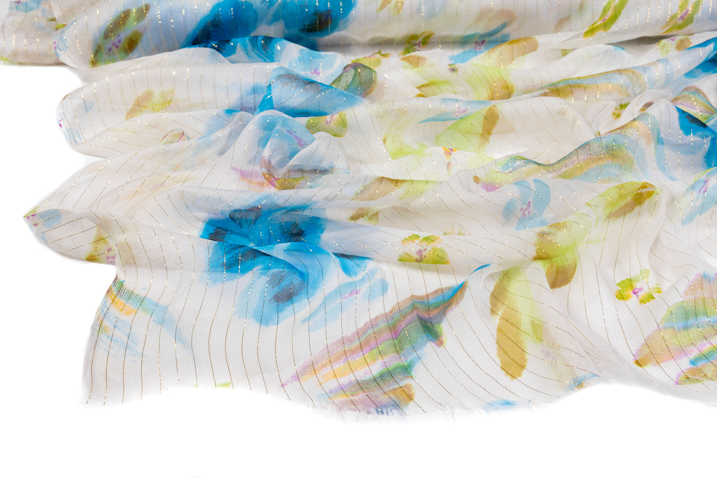 Metallic Striped Crinkled Silk Chiffon - Multicolor