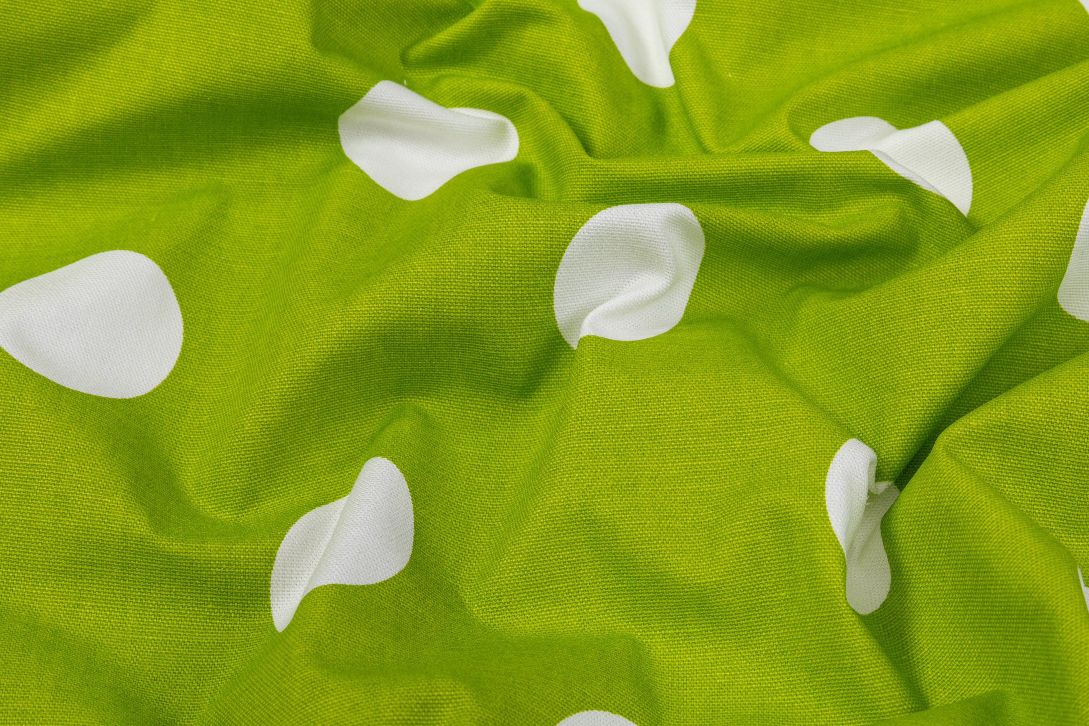 Polka Dot Cotton Canvas - Lime Green / White