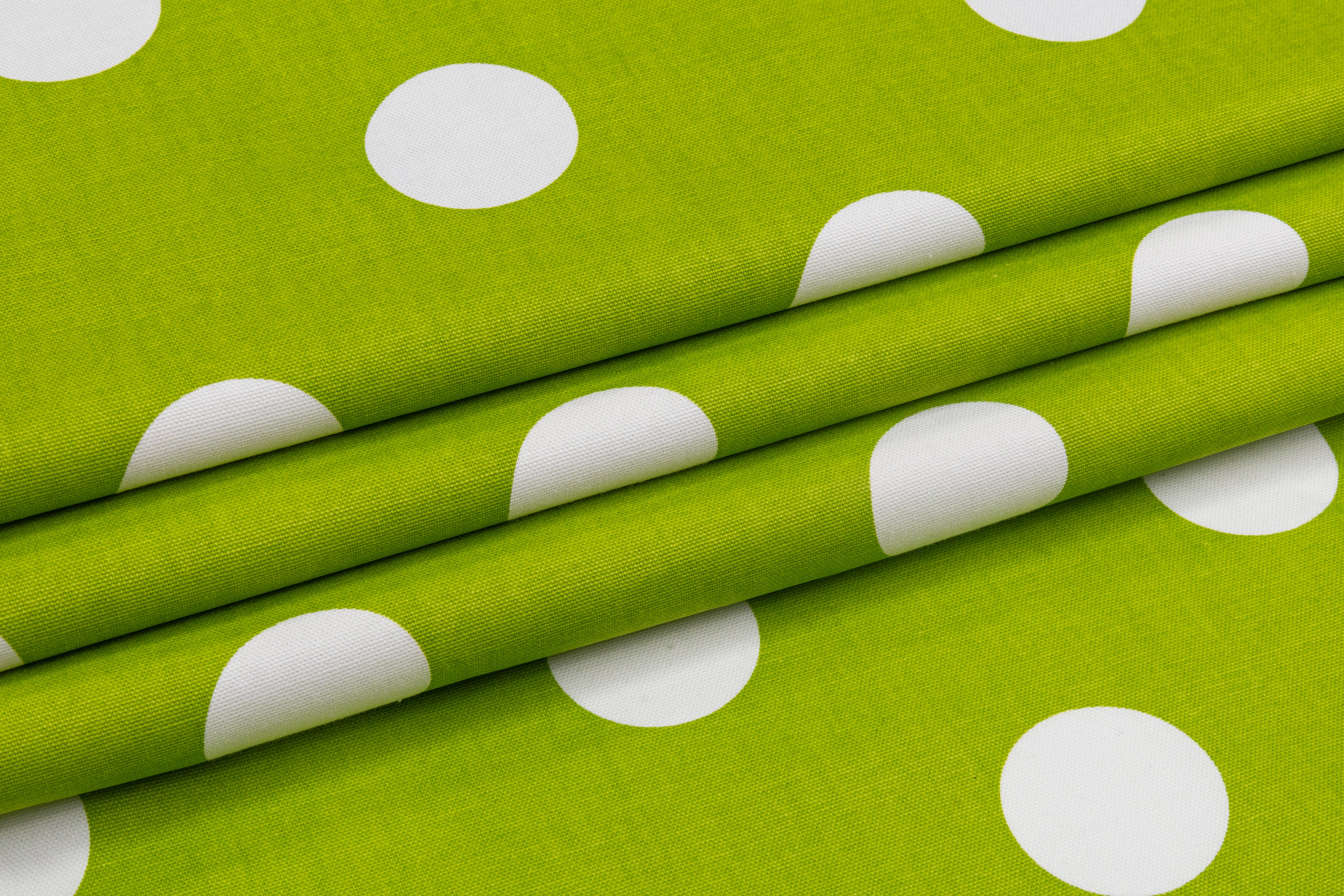 Polka Dot Cotton Canvas - Lime Green / White