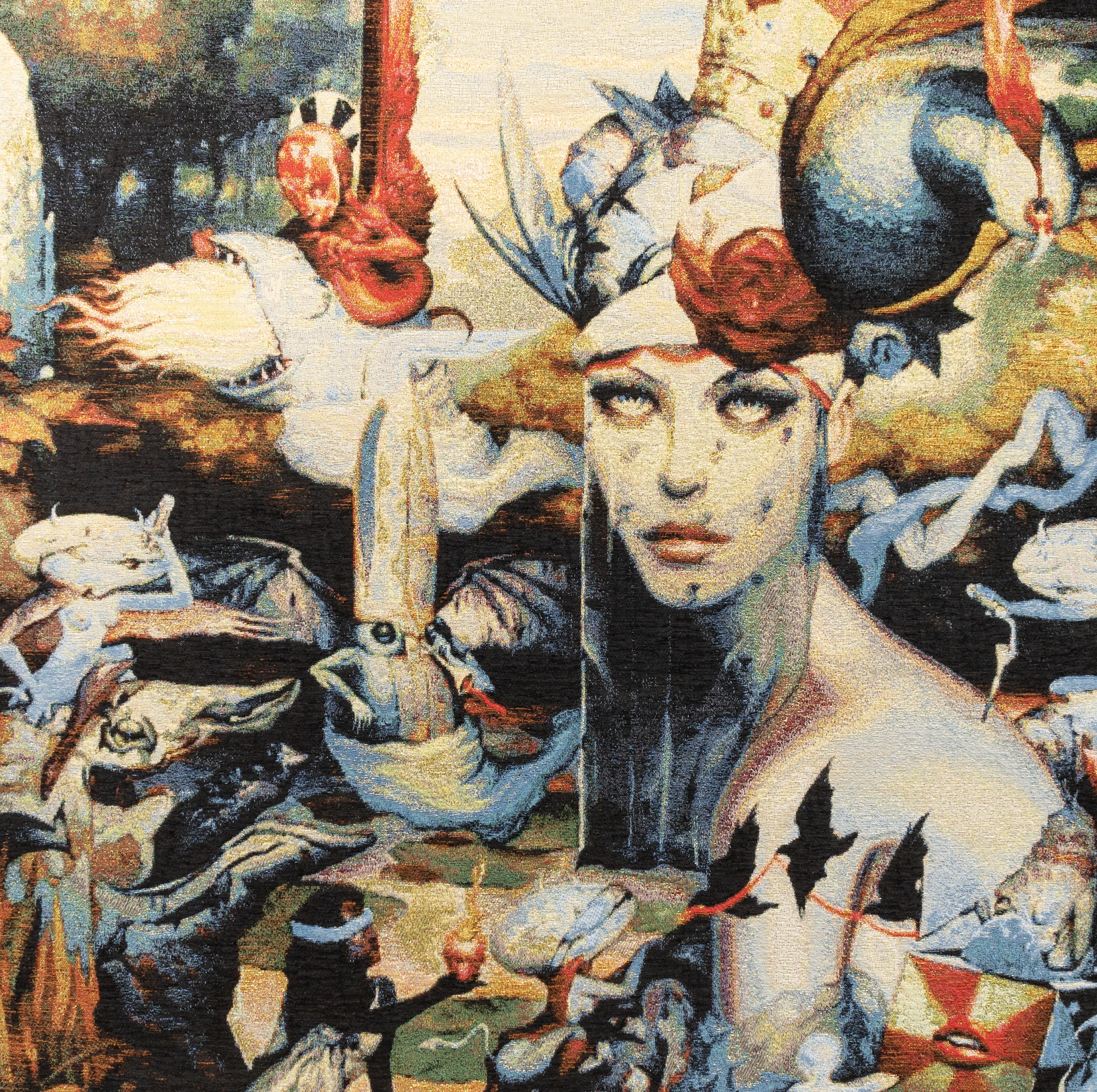 Surreal Portrait Metallic Chenille Tapestry Panel