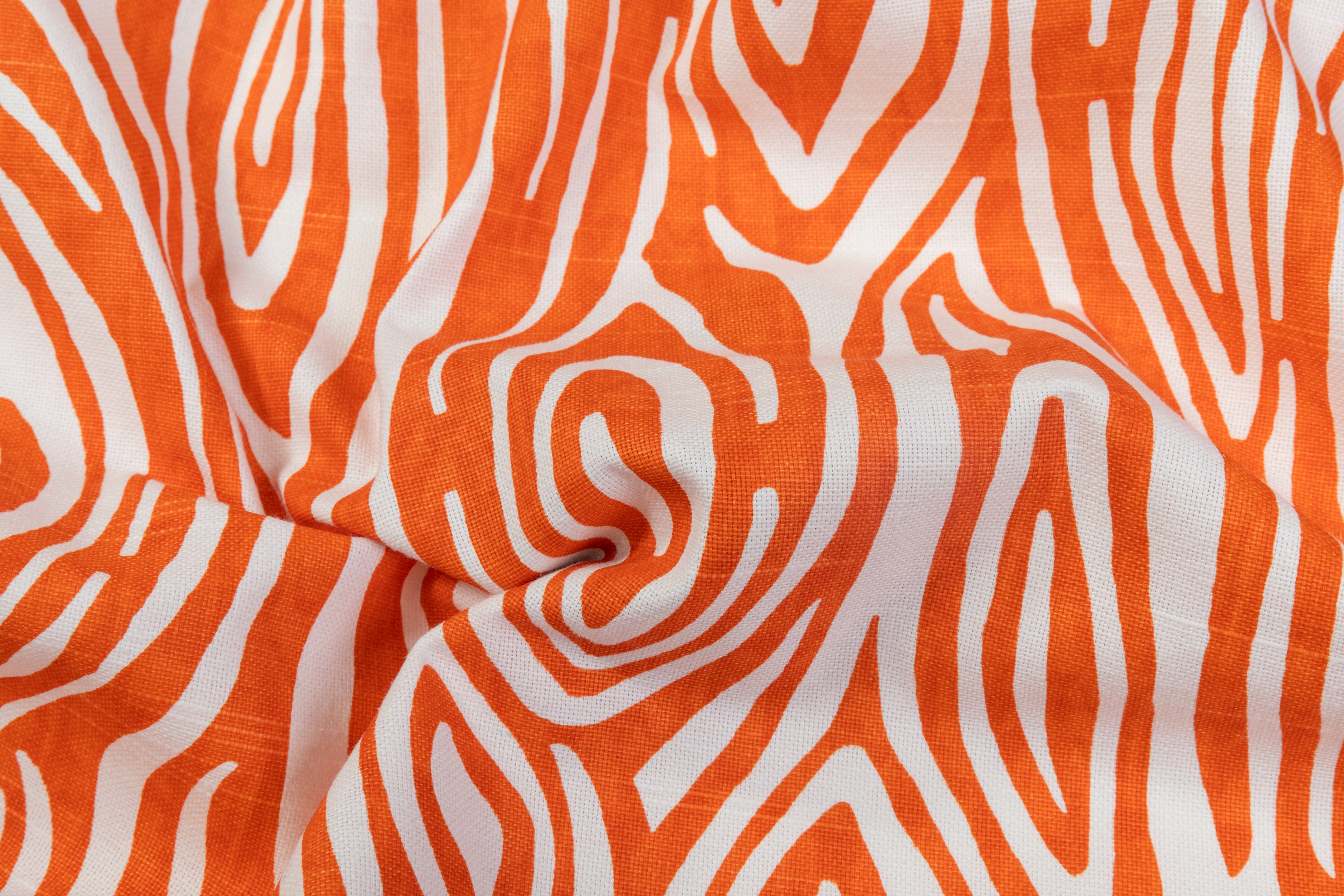 Abstract Printed Cotton Canvas - Orange / White