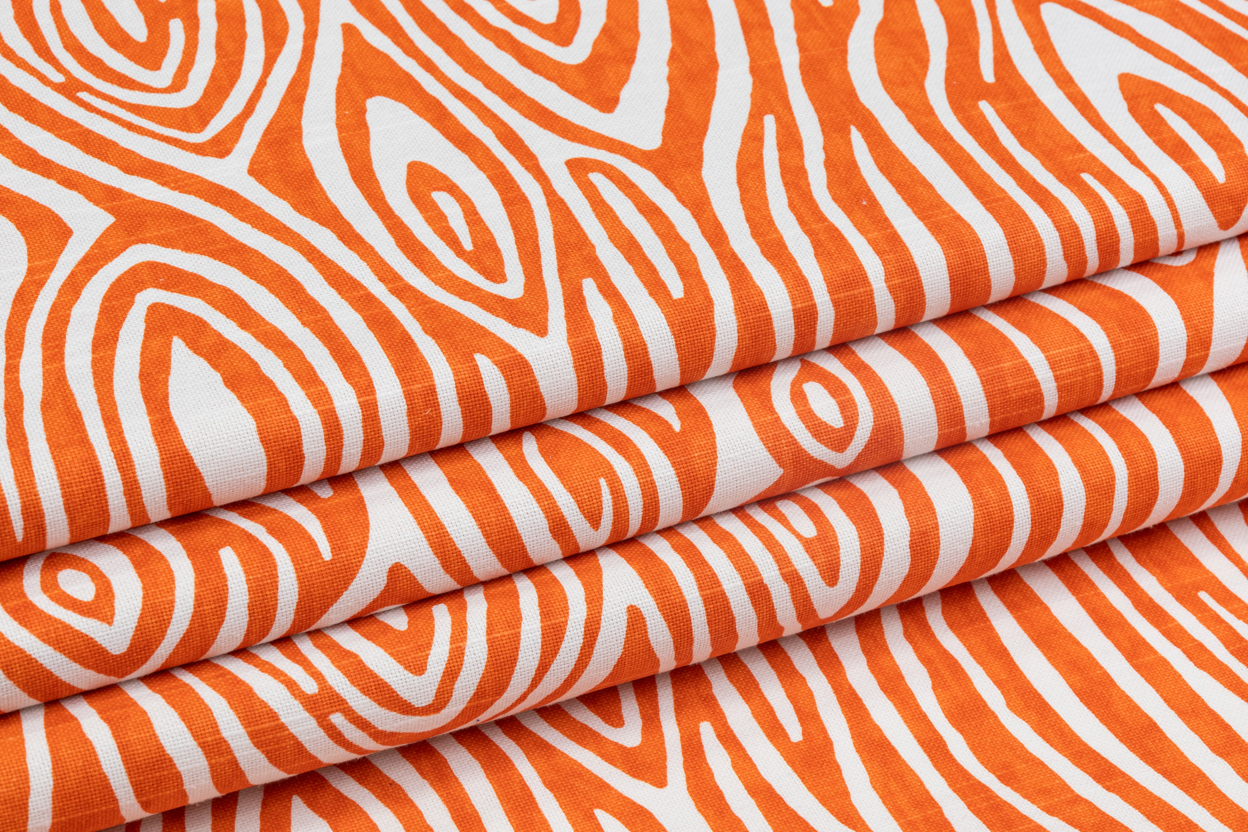 Abstract Printed Cotton Canvas - Orange / White