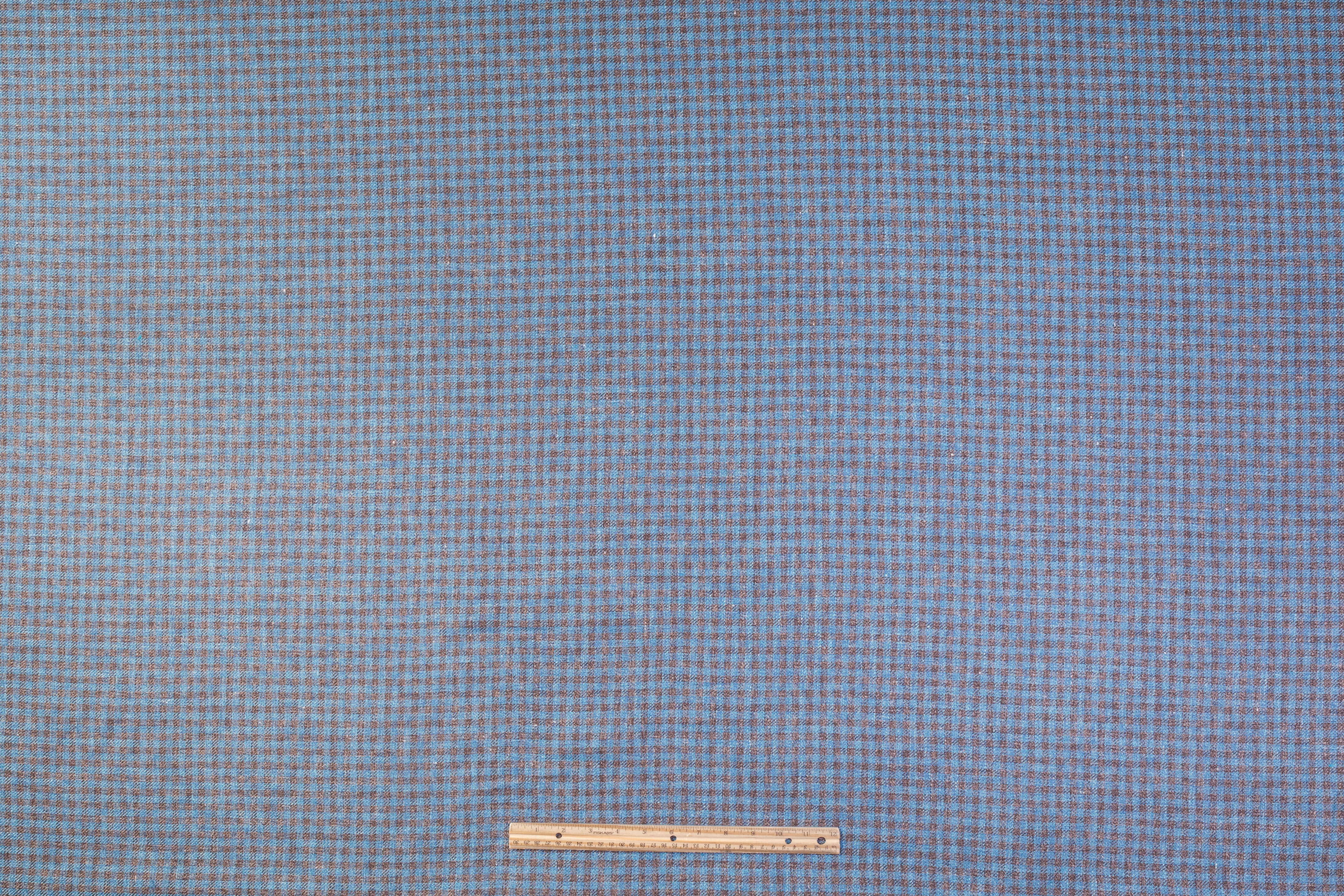 Vitale Barberis Canonico - Checked Italian Silk Linen Cotton Suiting - Blue / Brown