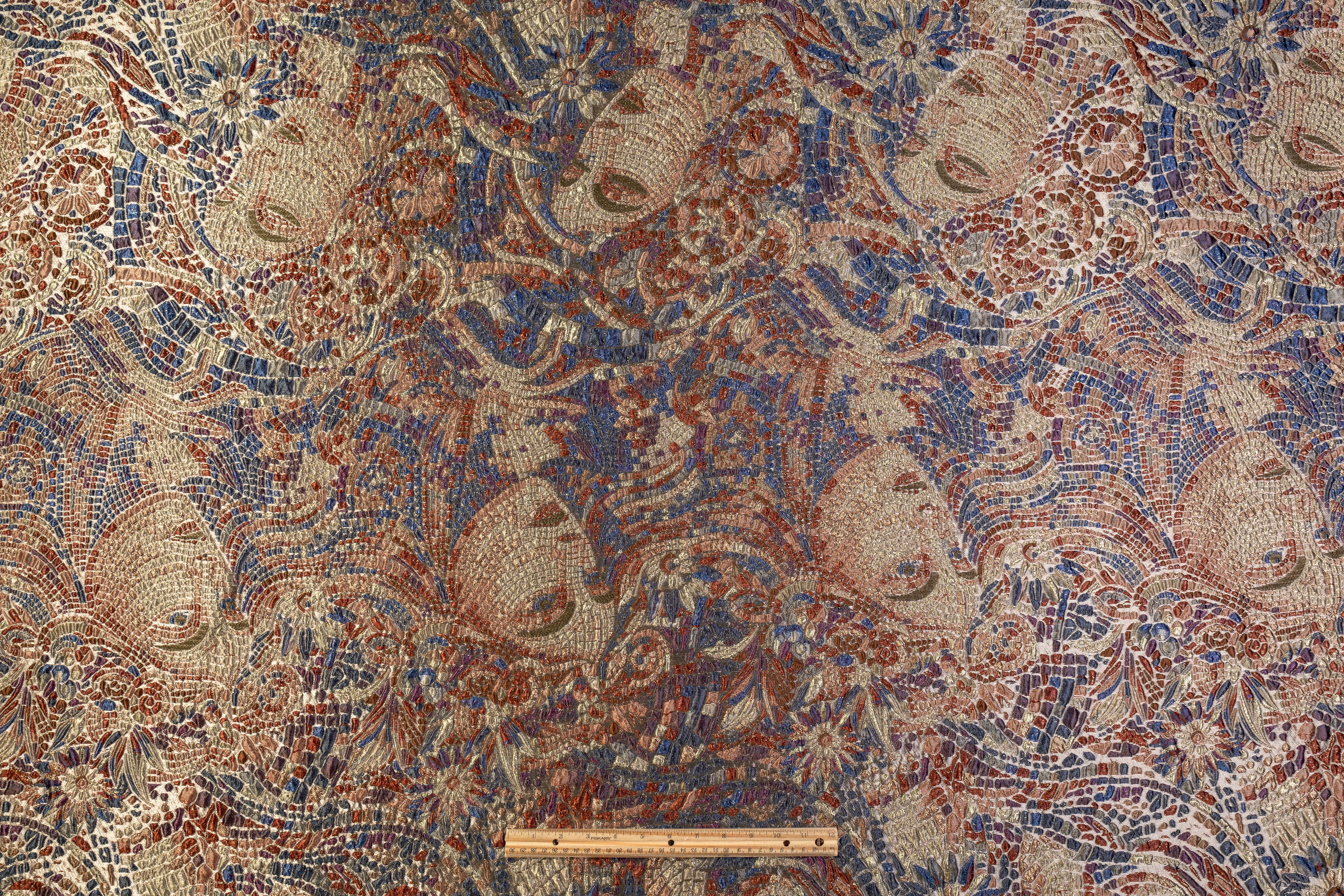 Mosaic Italian Brocade - Taupe / Gold / Blue / Rust