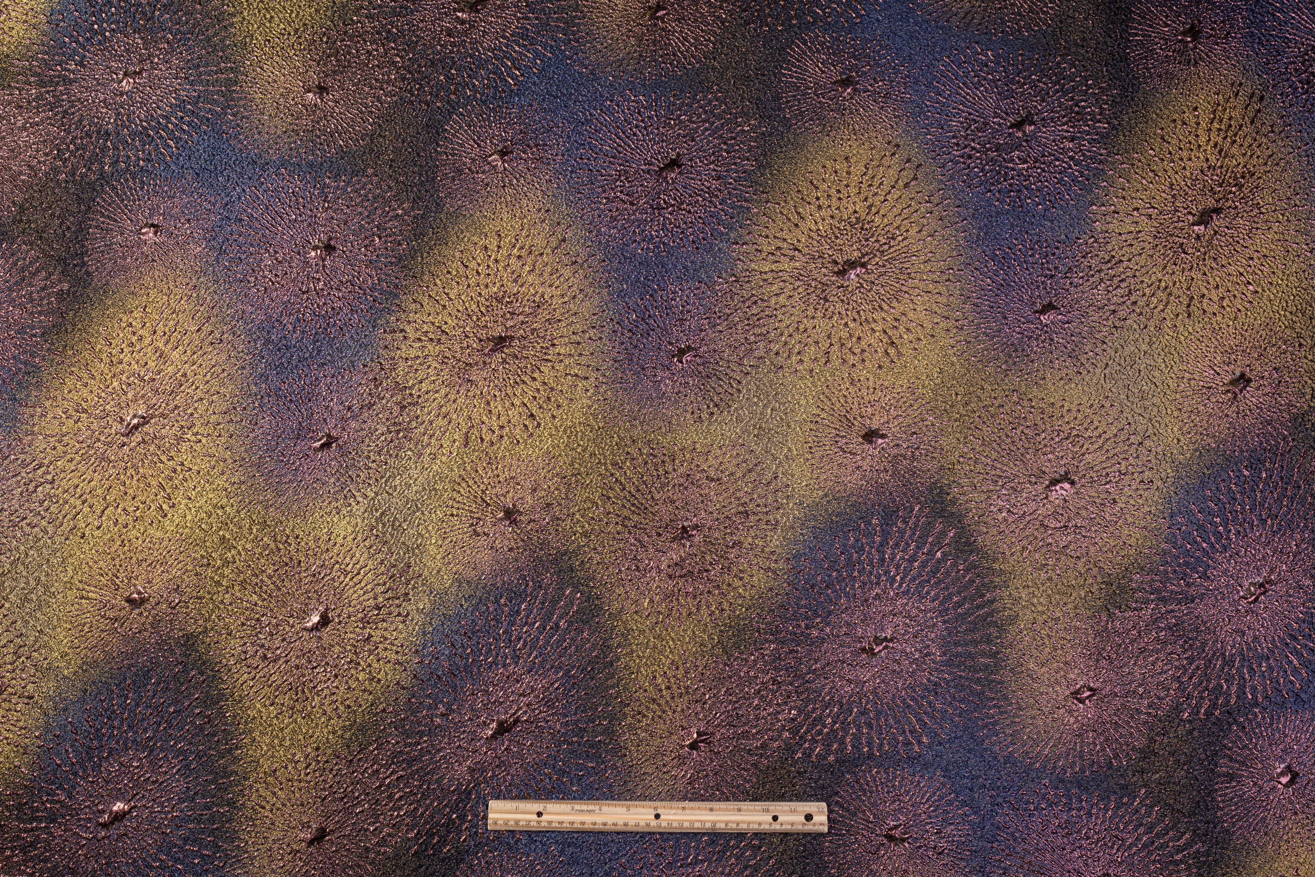 Metallic Italian Cloqué Brocade - Brass / Purple