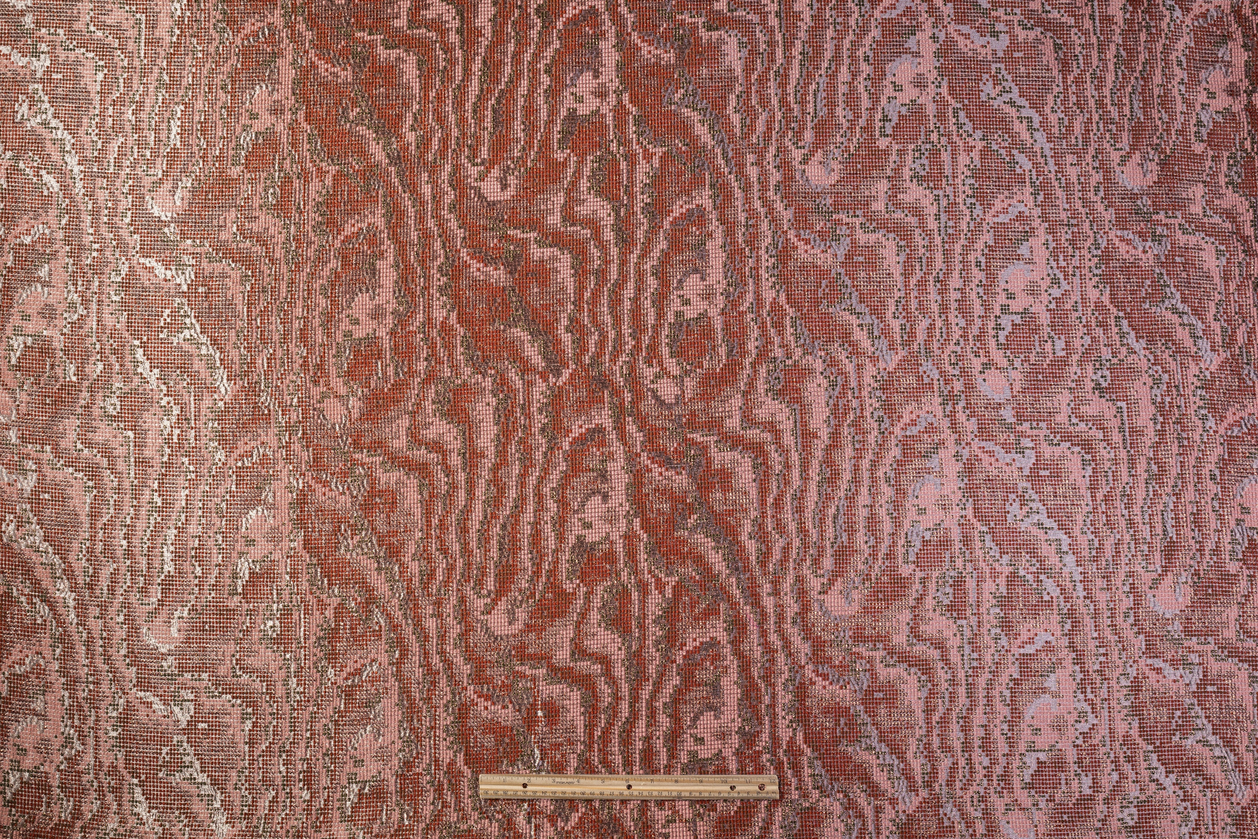 Textured Metallic Italian Brocade - Terracotta / Blush