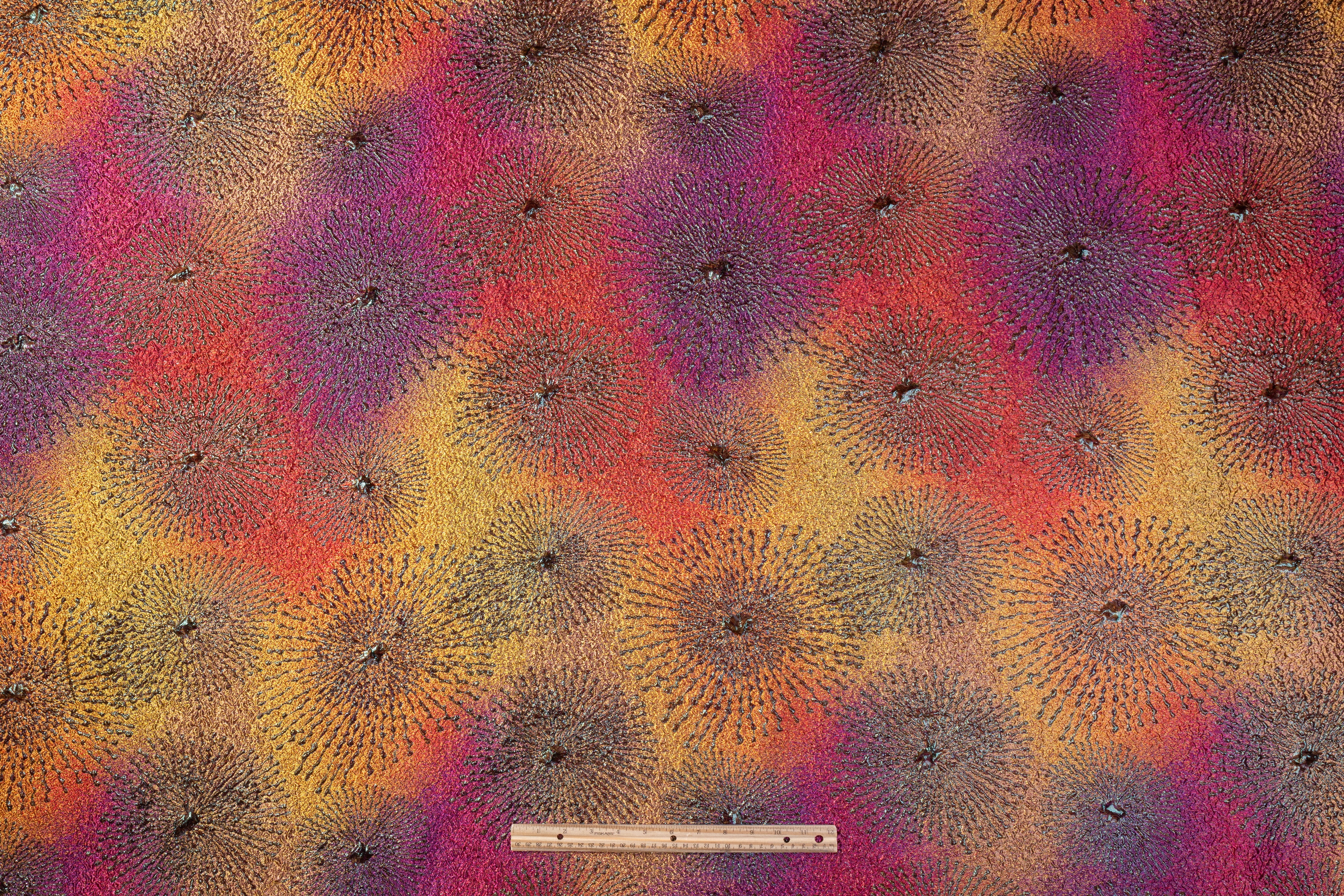 Metallic Italian Cloqué Brocade - Gold / Purple / Red