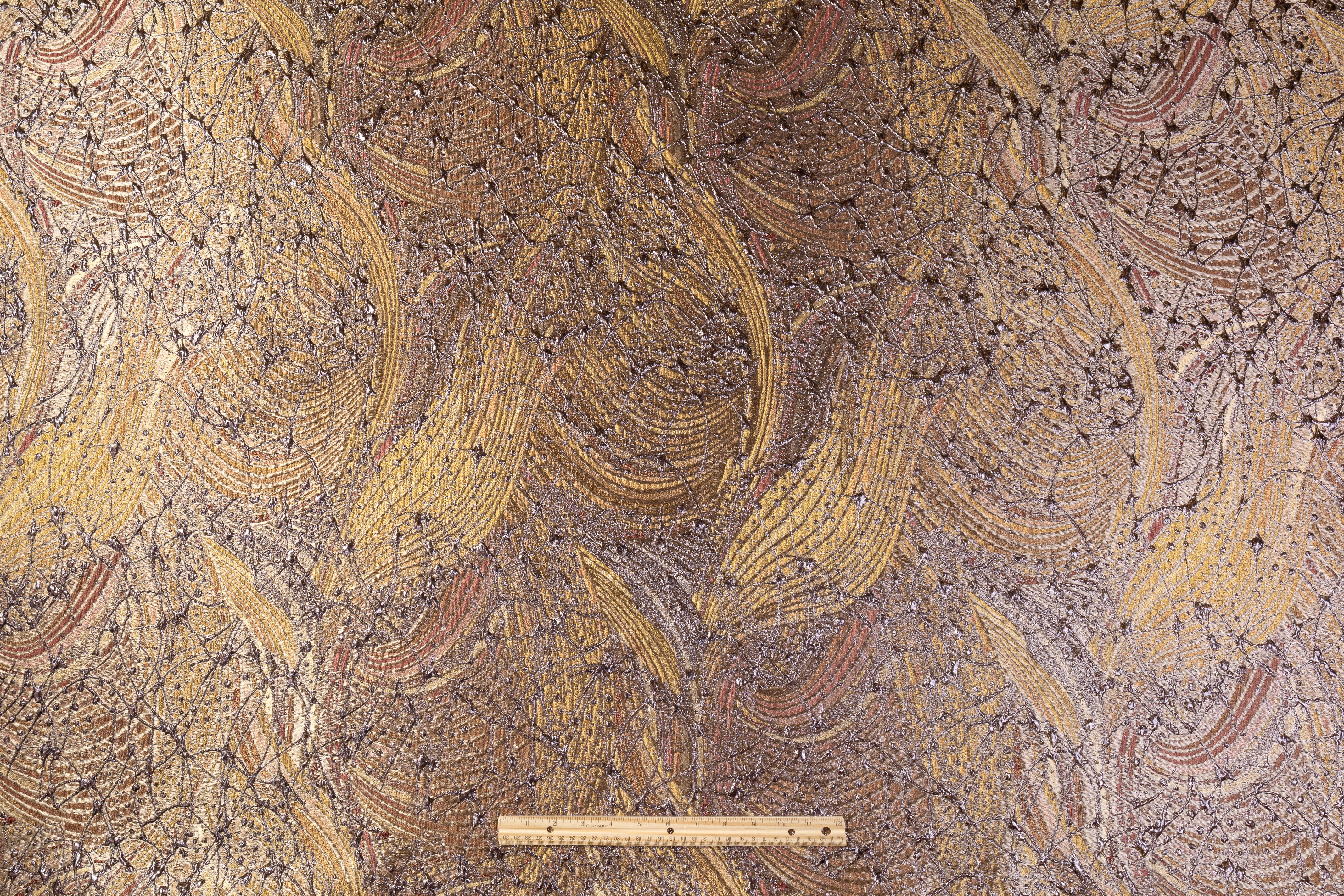 Abstract Metallic Italian Cloqué Brocade - Antique Brass