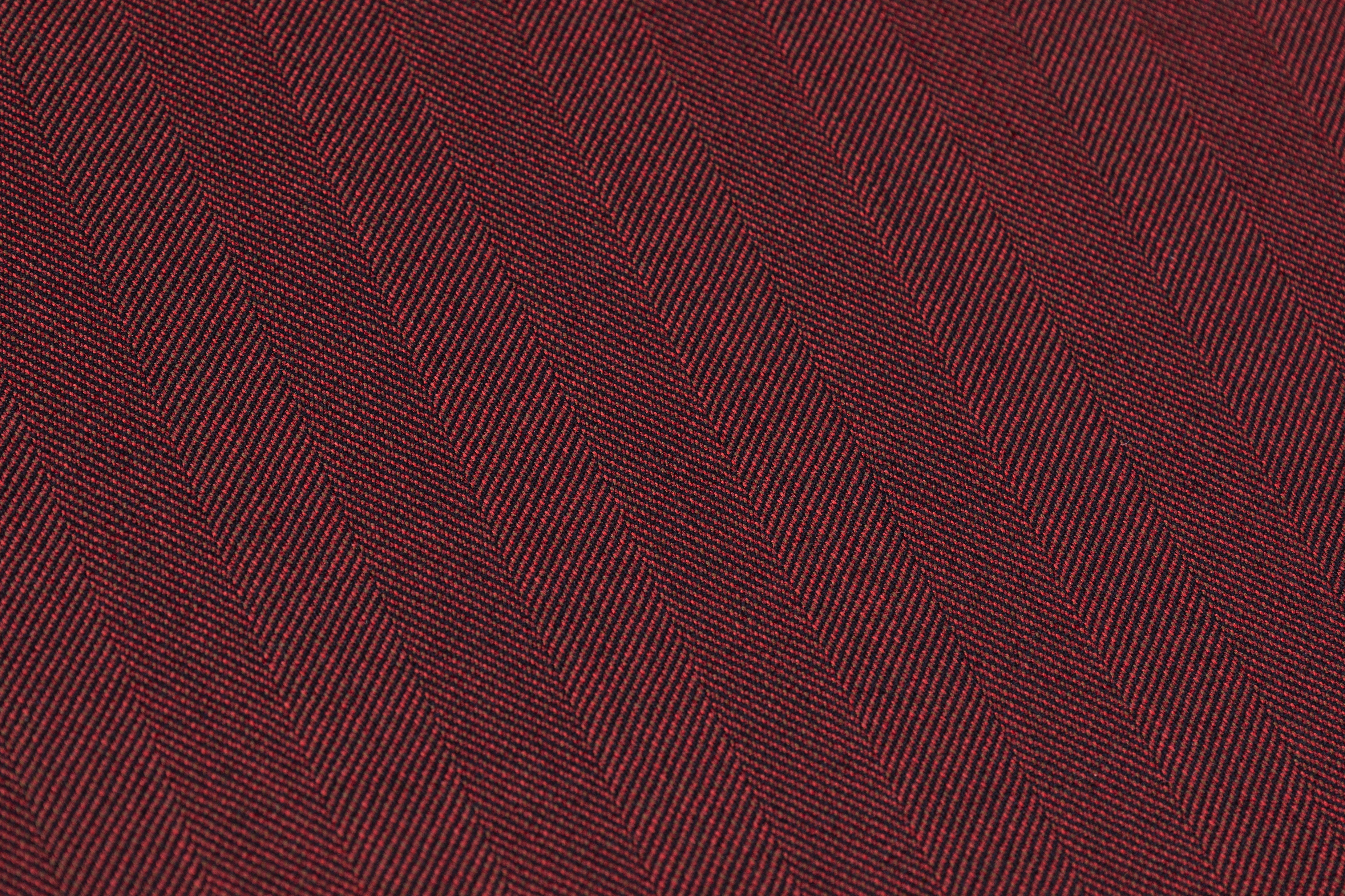 Iridescent Italian Herringbone Wool Suiting - Burgundy / Black