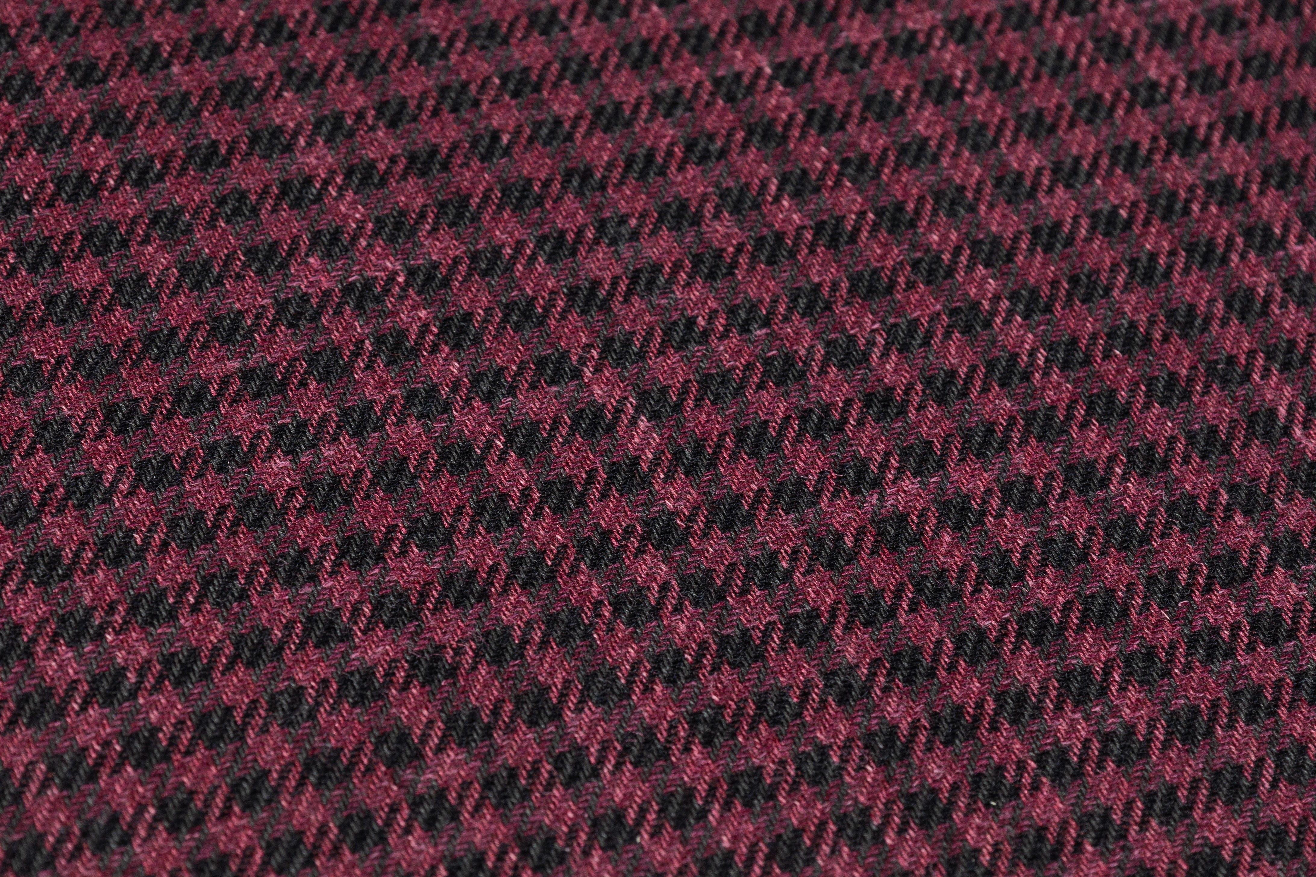 Checked Italian Silk Wool Cashmere Linen Suiting - Burgundy / Black