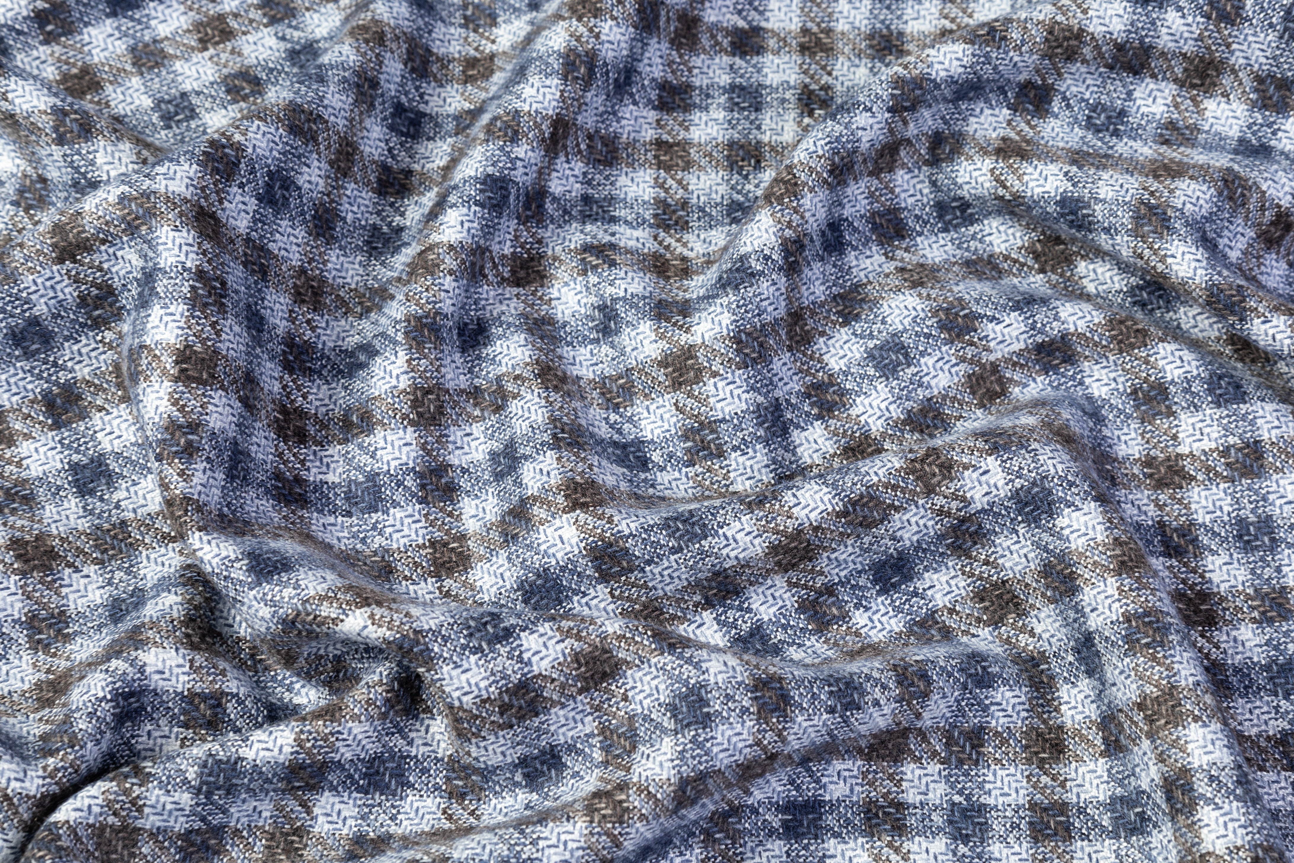 Cerruti - Checked Italian Silk Cashmere Suiting - Blue / Brown