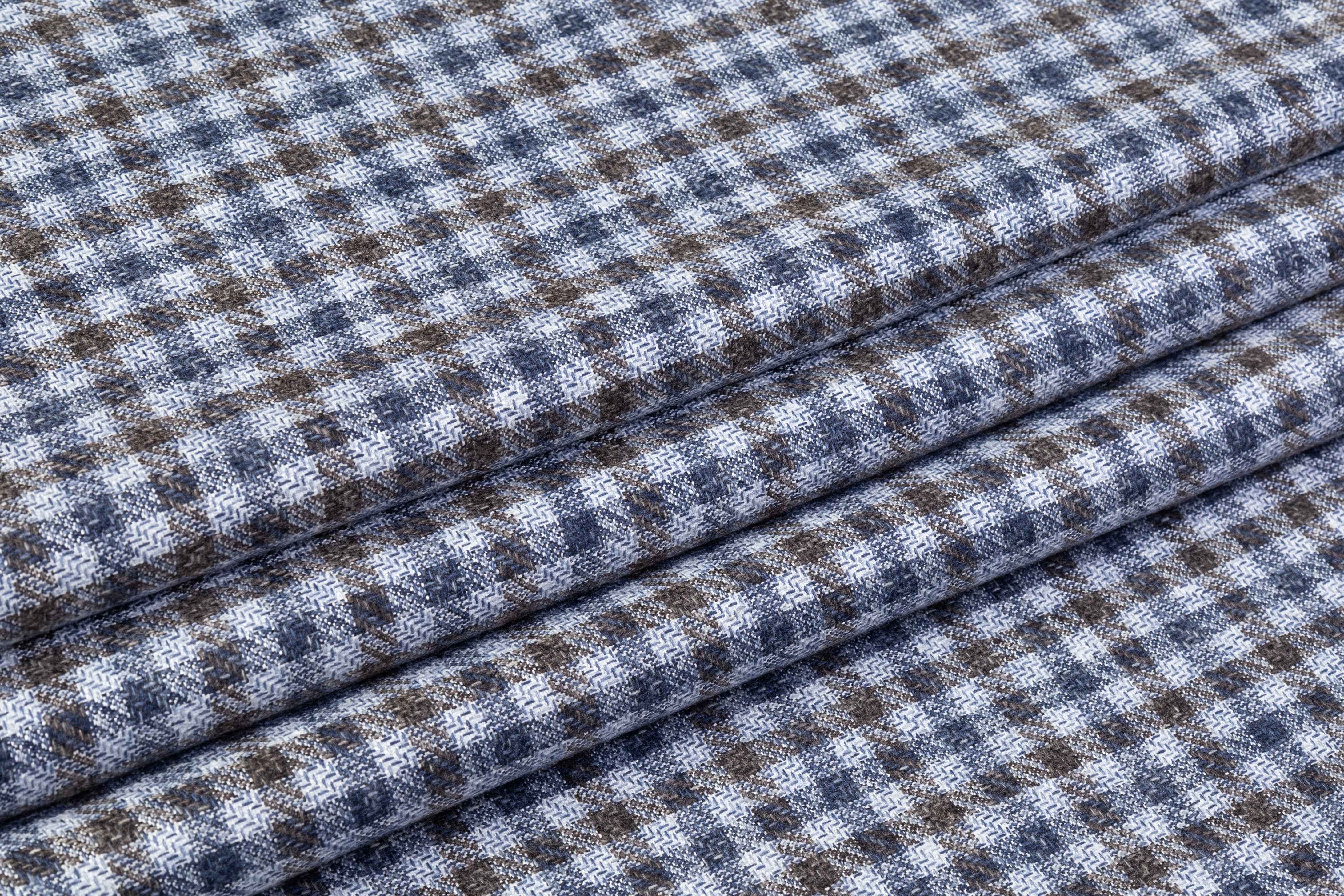 Cerruti - Checked Italian Silk Cashmere Suiting - Blue / Brown