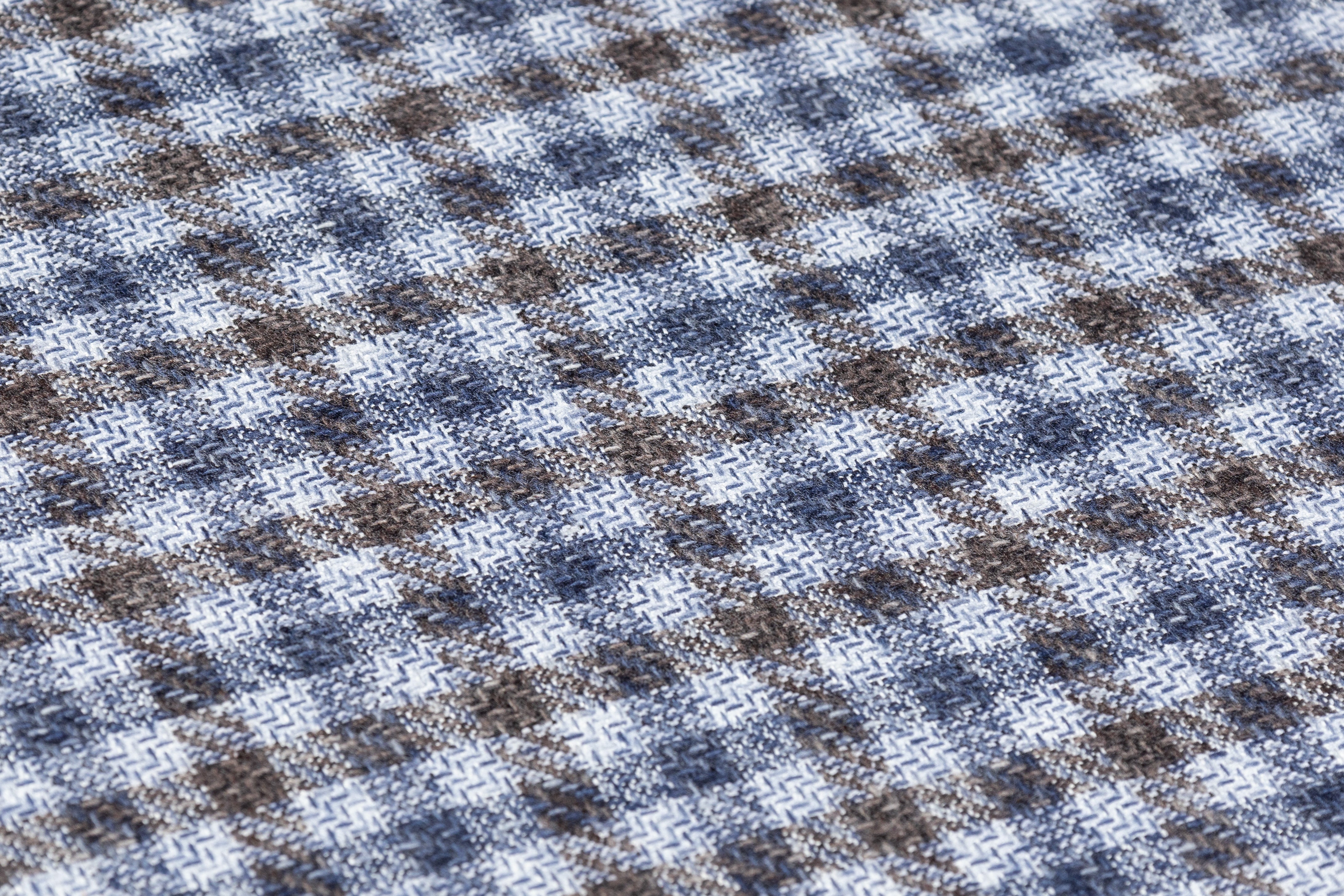 Cerruti - Checked Italian Silk Cashmere Suiting - Blue / Brown