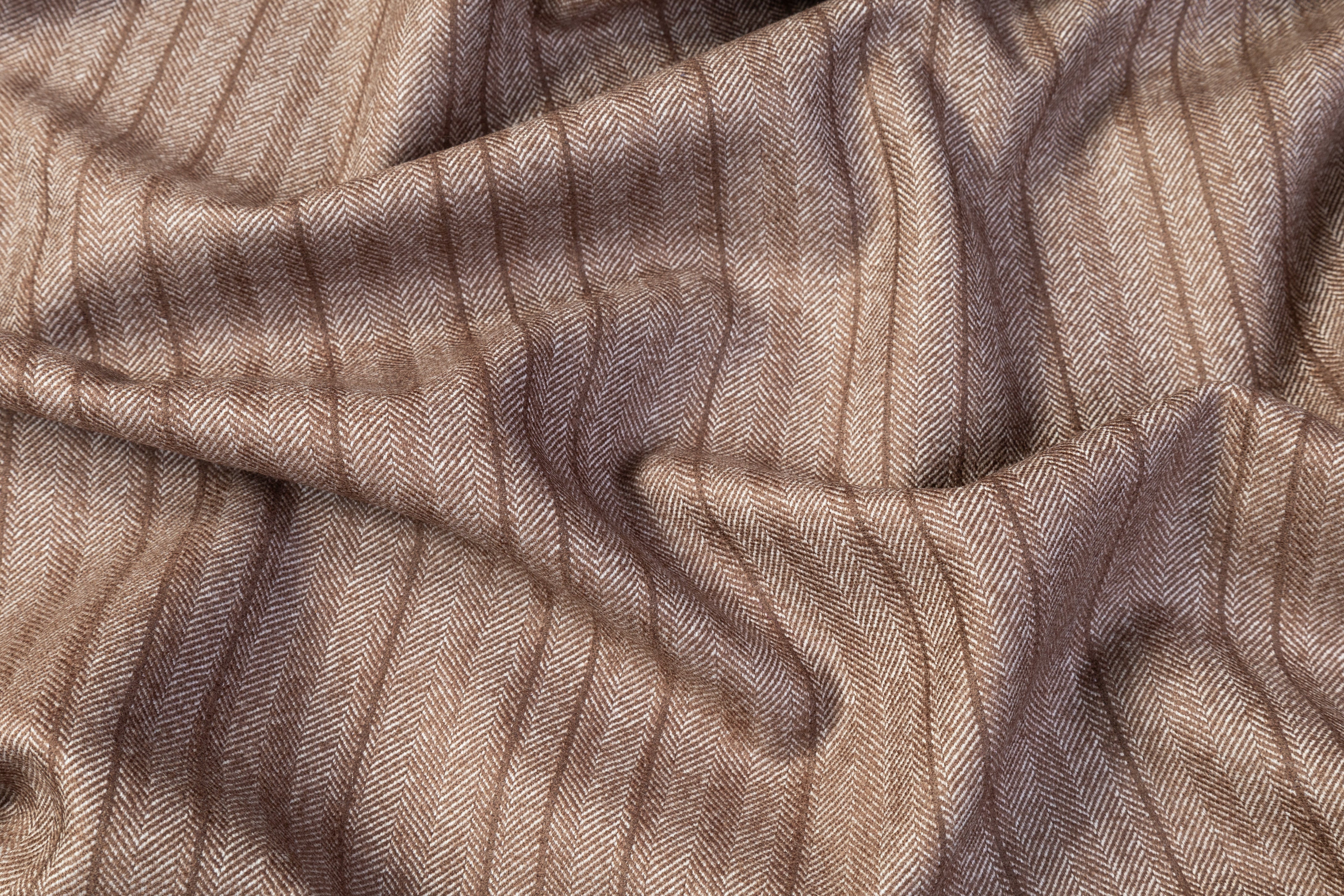 Herringbone Italian Wool Suiting - Brown