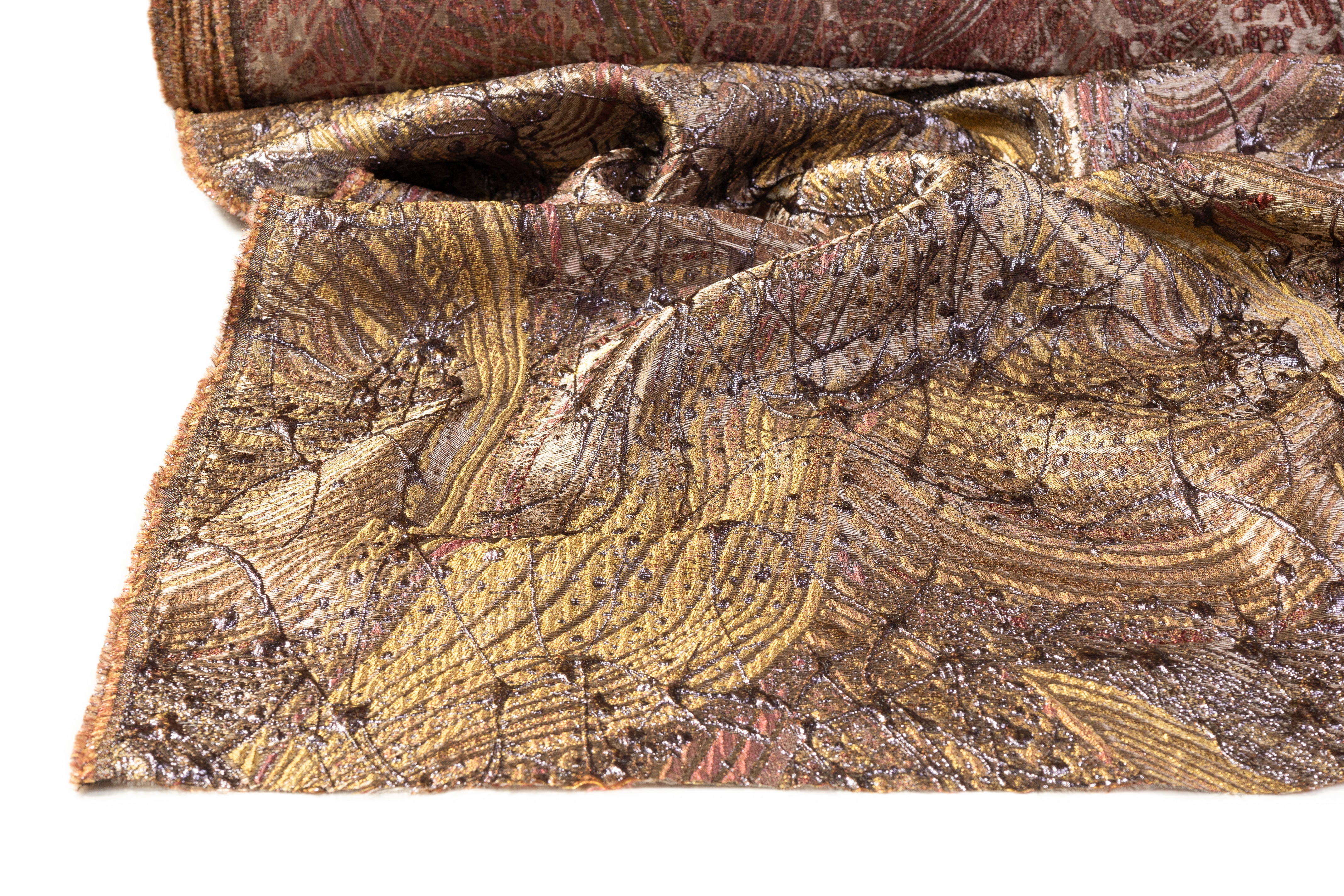 Abstract Metallic Italian Cloqué Brocade - Antique Brass