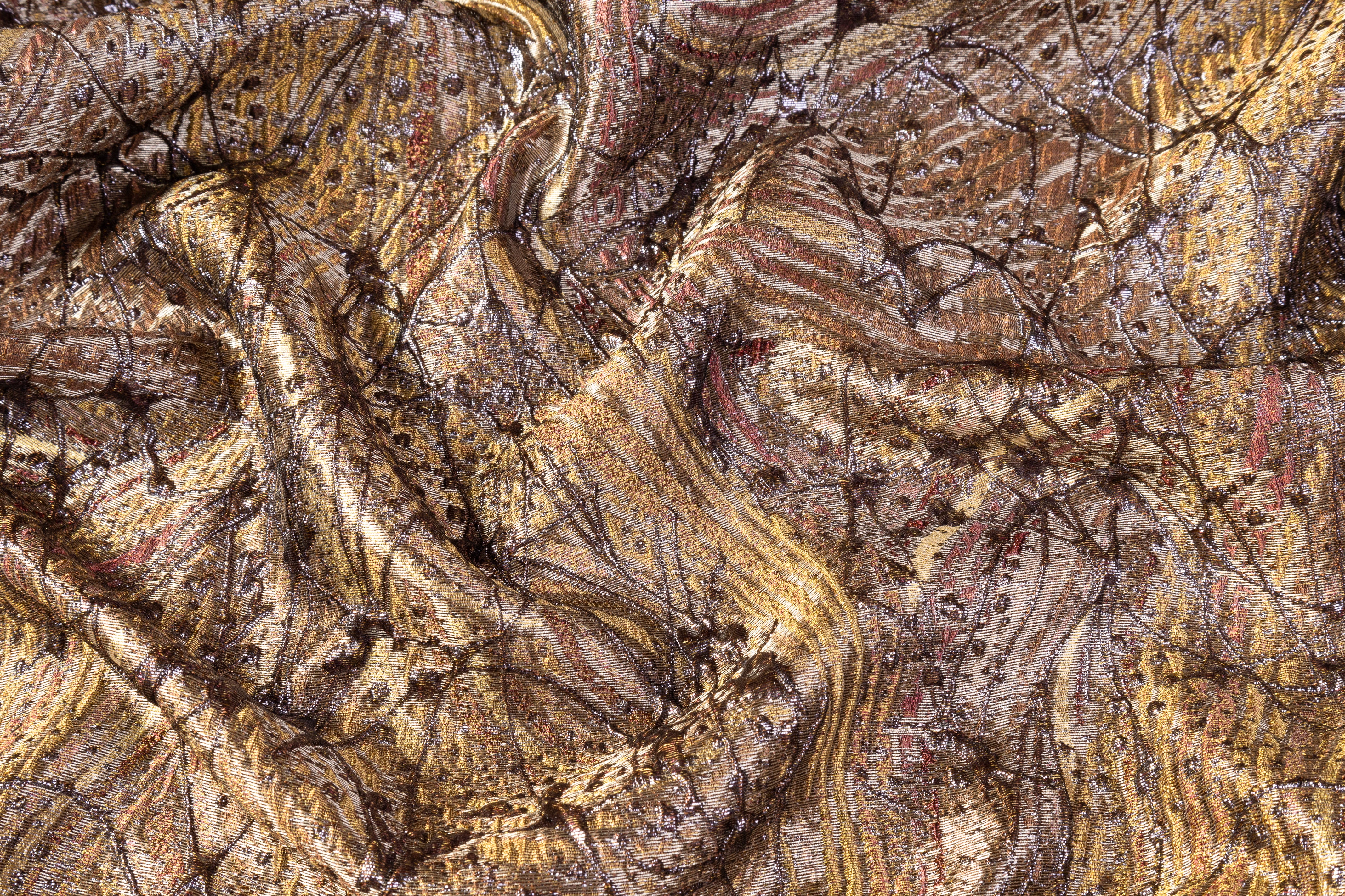 Abstract Metallic Italian Cloqué Brocade - Antique Brass