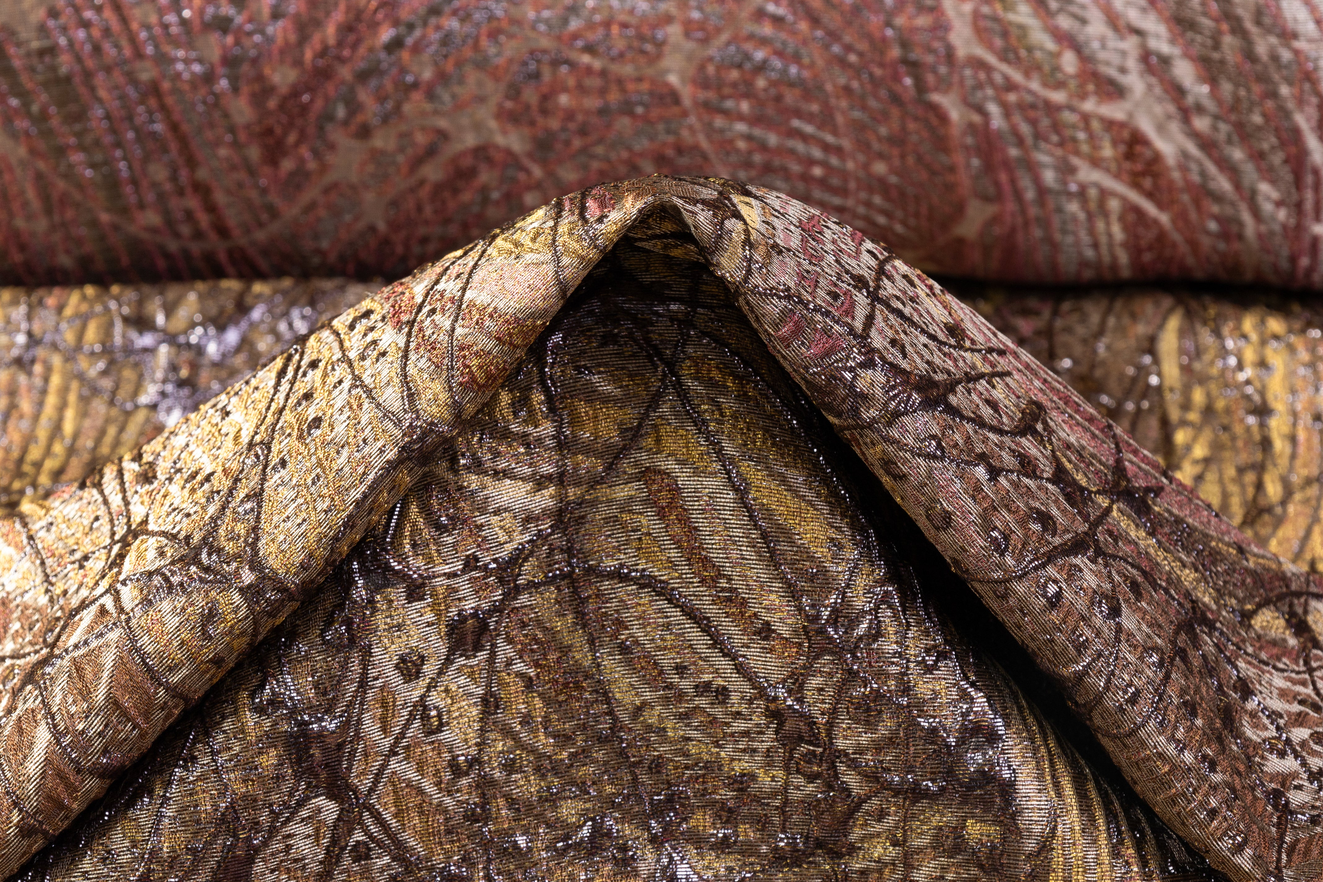 Abstract Metallic Italian Cloqué Brocade - Antique Brass