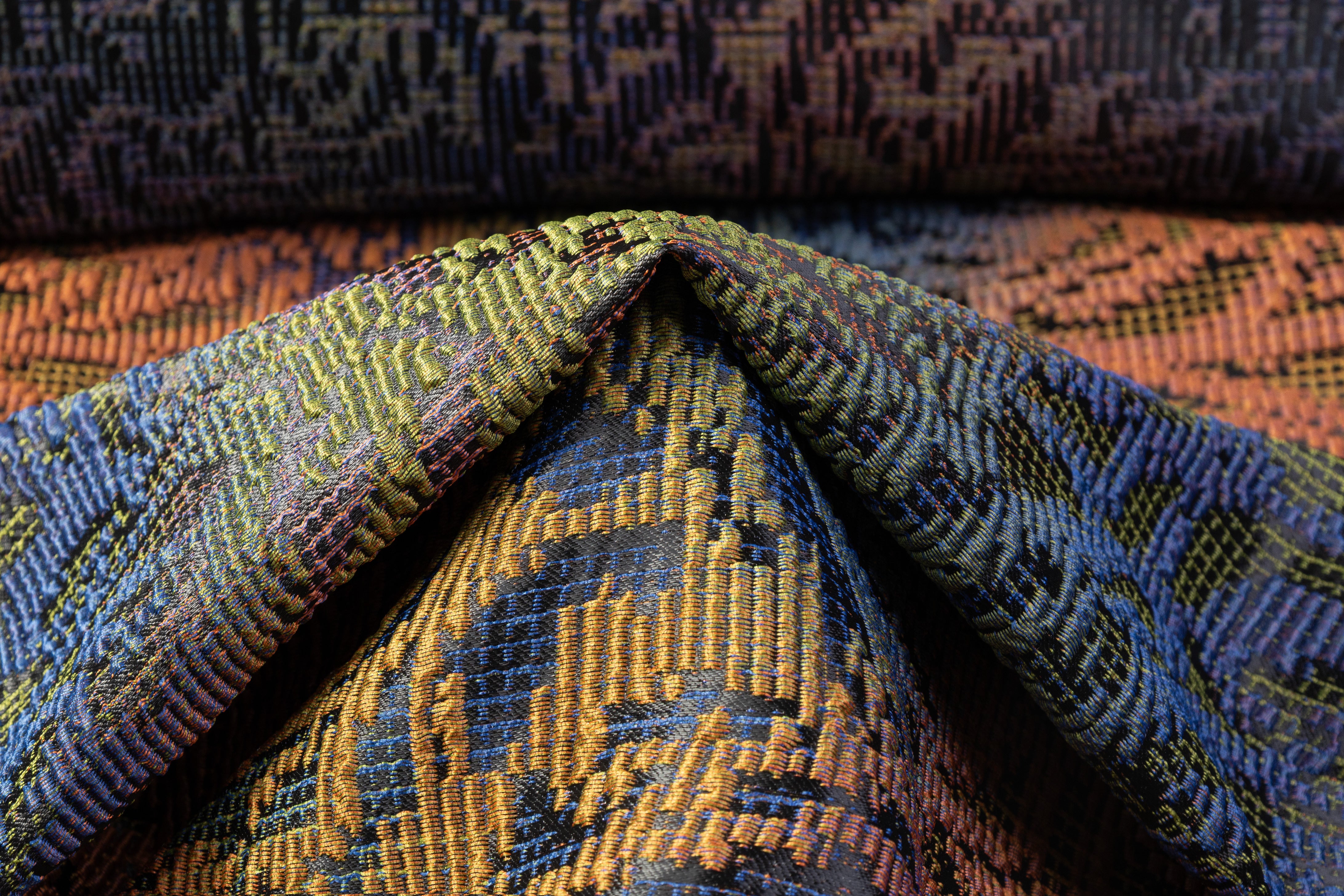 Abstract Textured Metallic Italian Brocade - Multicolor