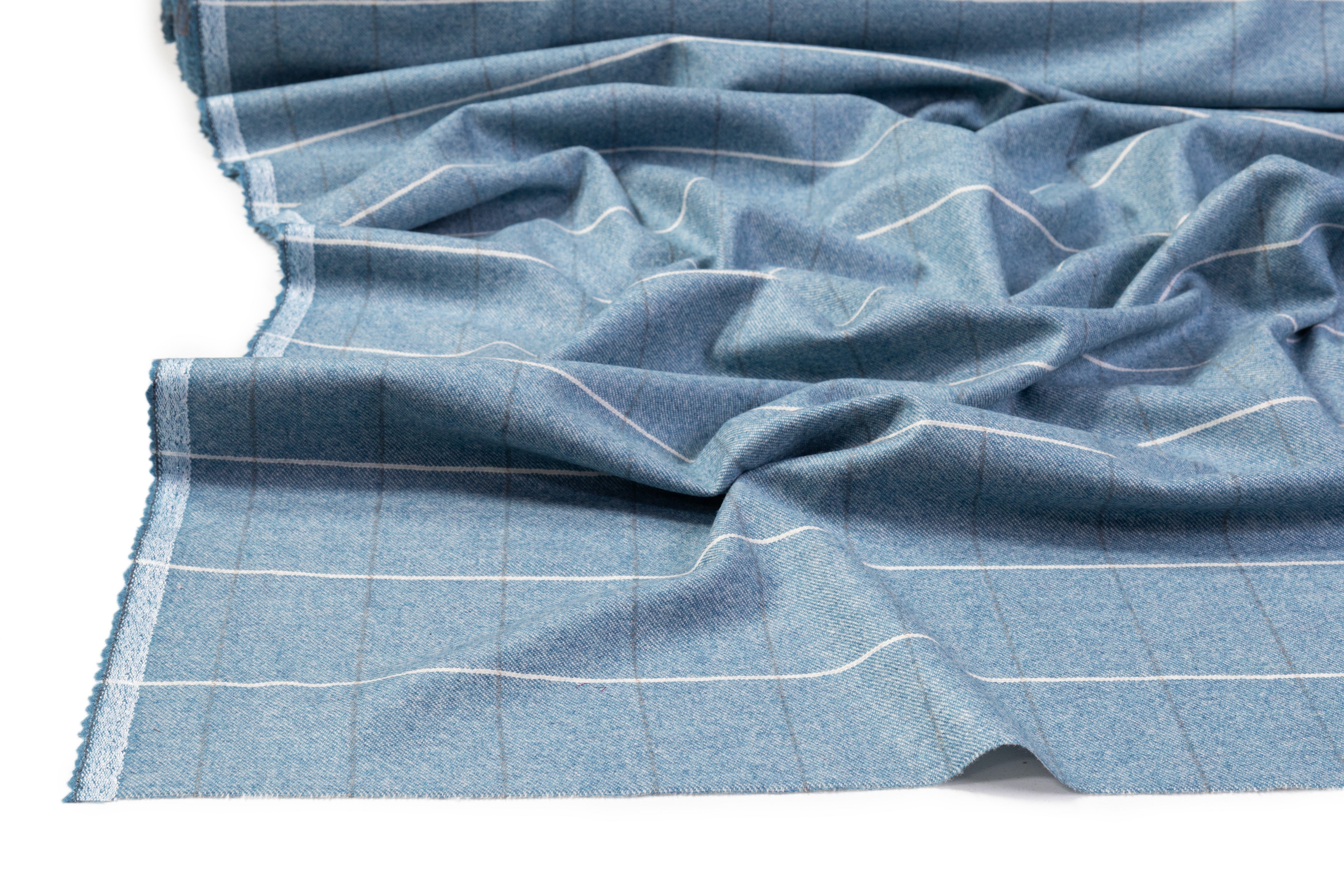 Vitale Barberis Canonico - Checked Italian Wool Flannel Suiting - Blue