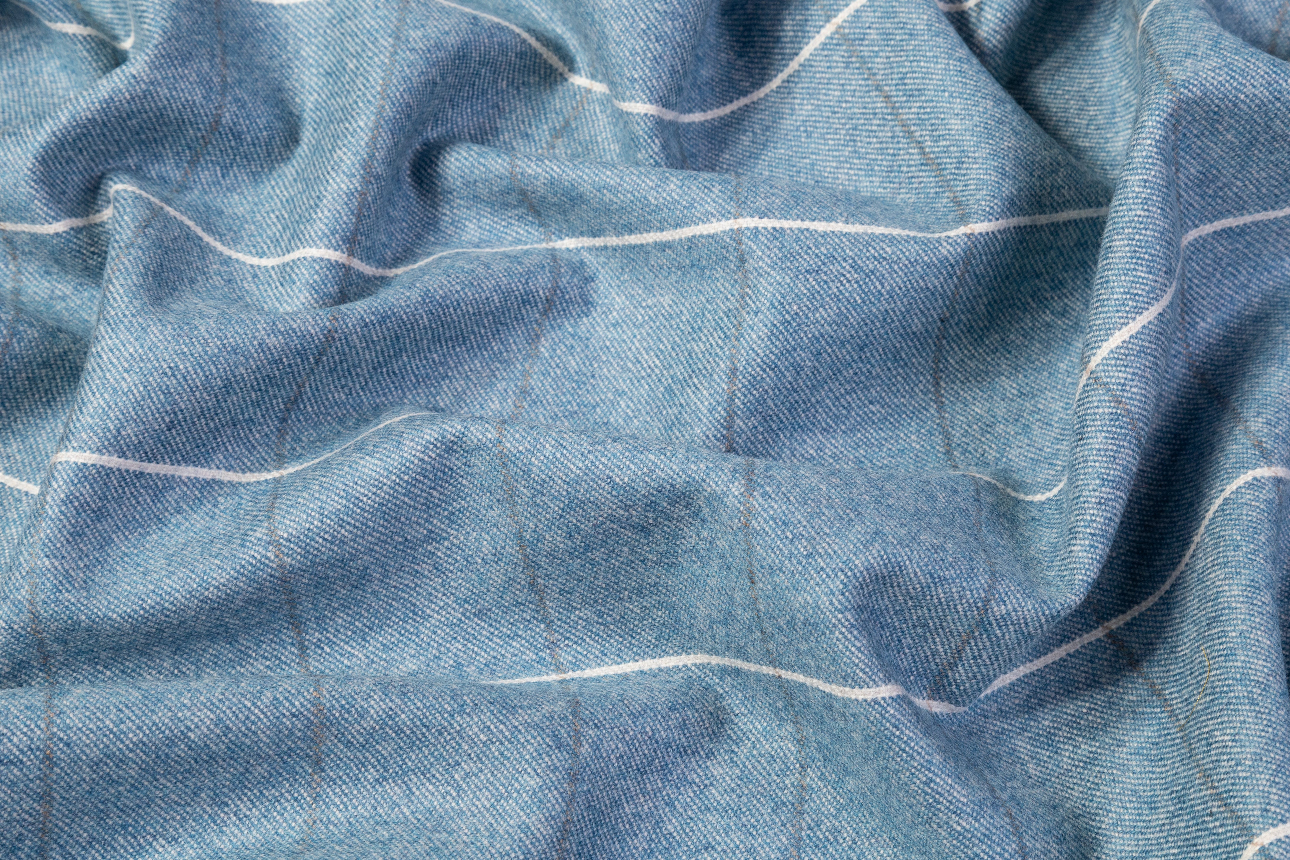 Vitale Barberis Canonico - Checked Italian Wool Flannel Suiting - Blue