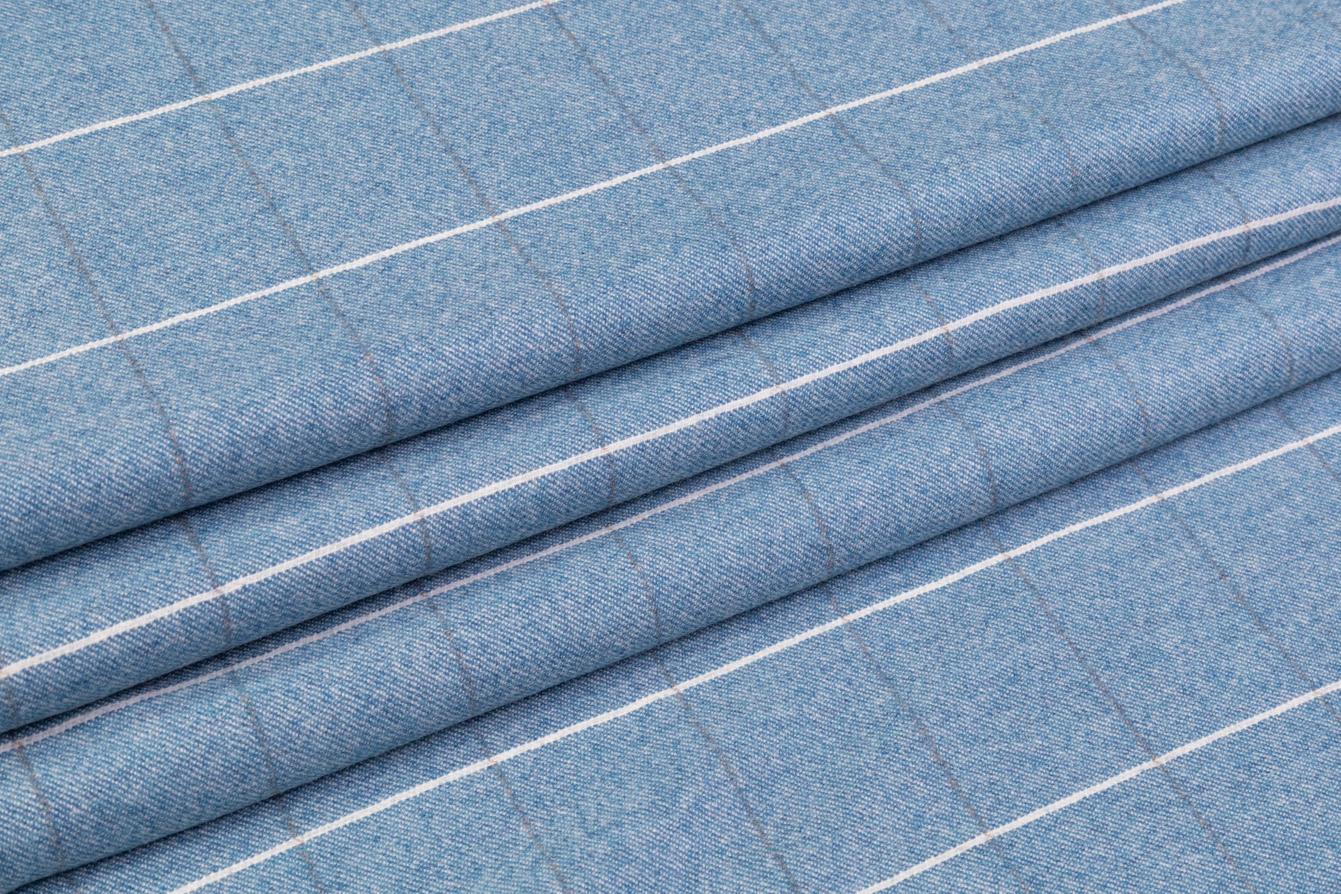 Vitale Barberis Canonico - Checked Italian Wool Flannel Suiting - Blue