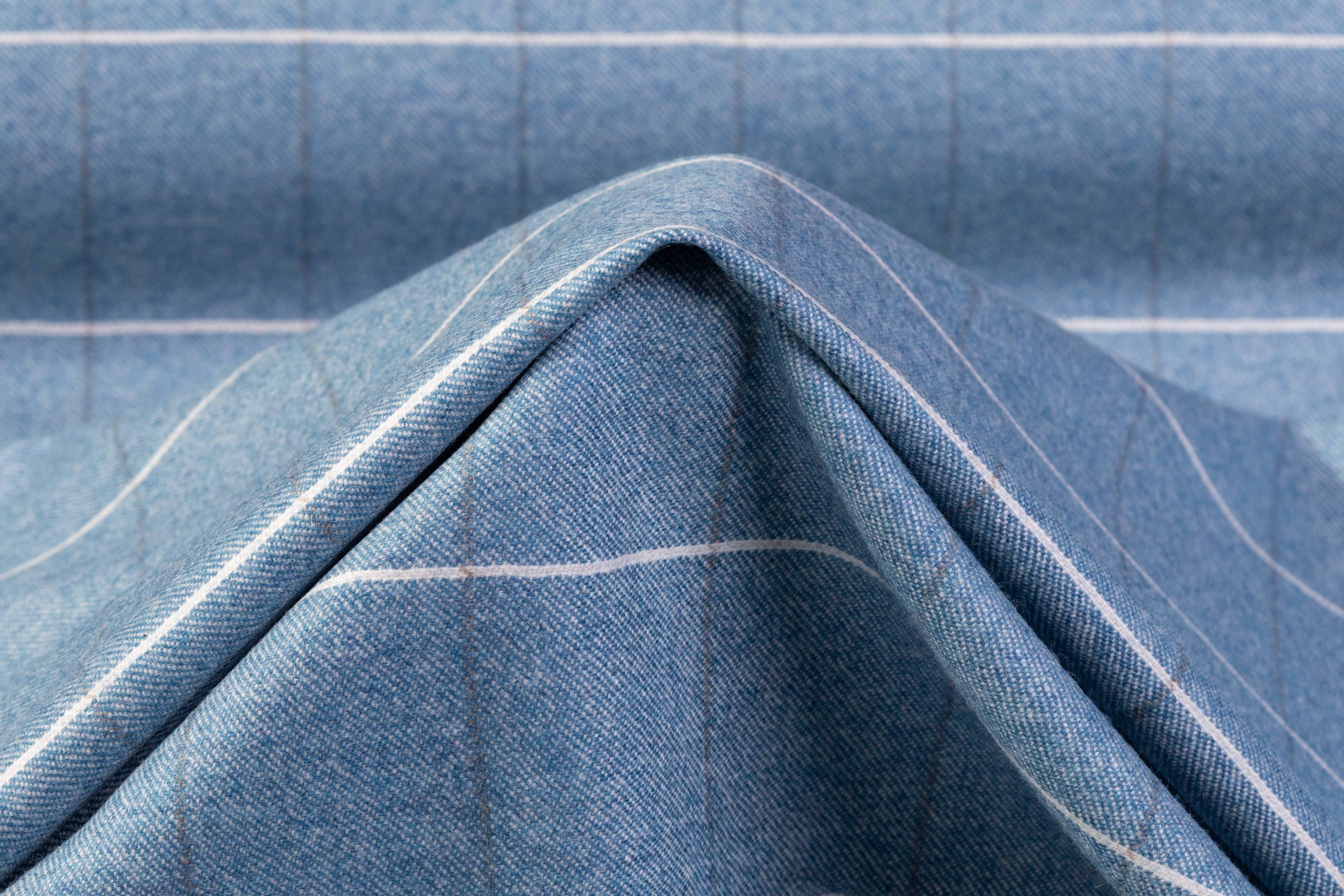 Vitale Barberis Canonico - Checked Italian Wool Flannel Suiting - Blue