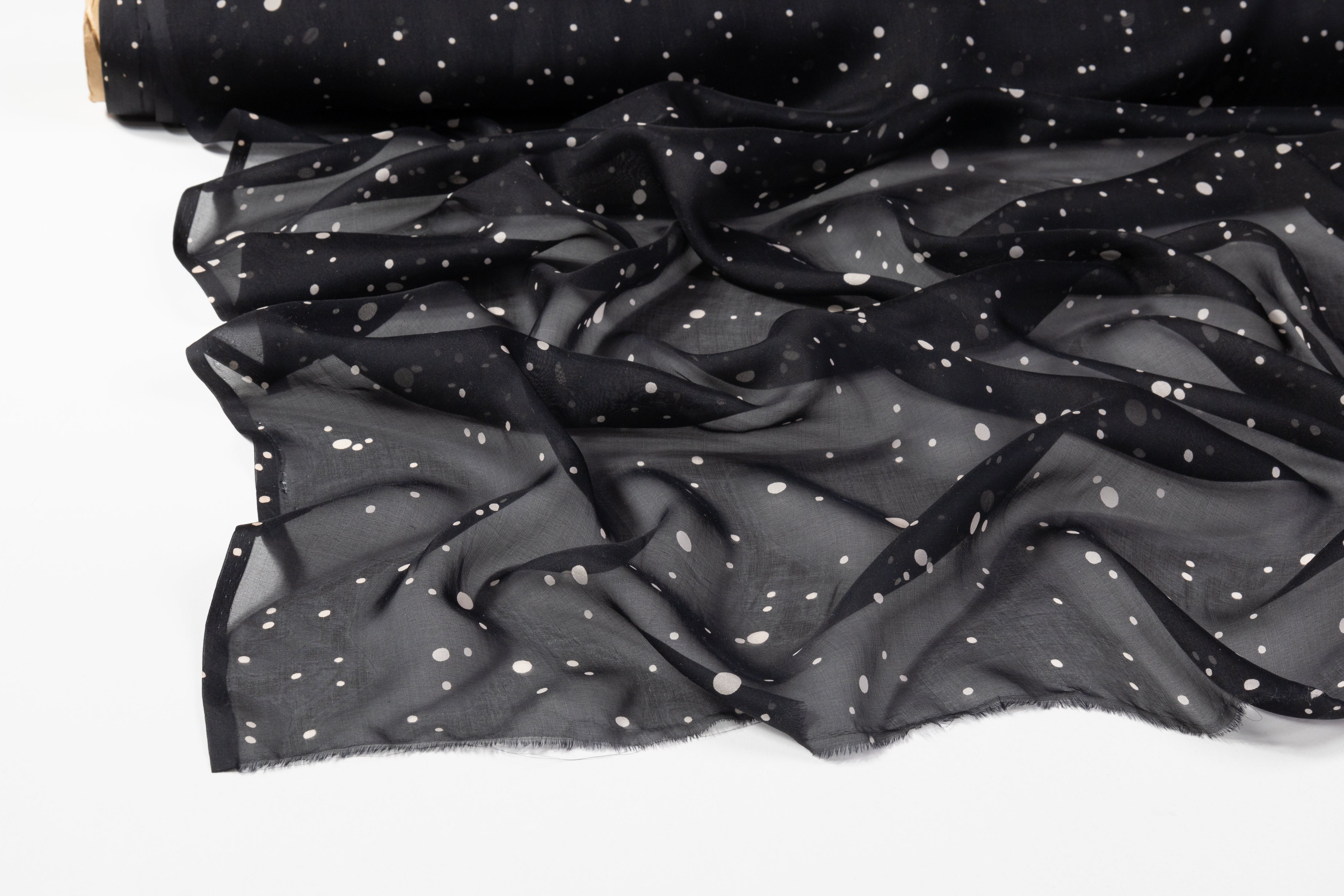 Dotted Silk Chiffon - Black / Beige