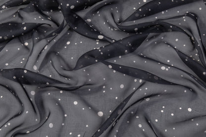 Dotted Silk Chiffon - Black / Beige