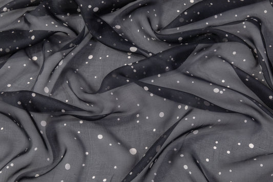 Dotted Silk Chiffon - Black / Beige