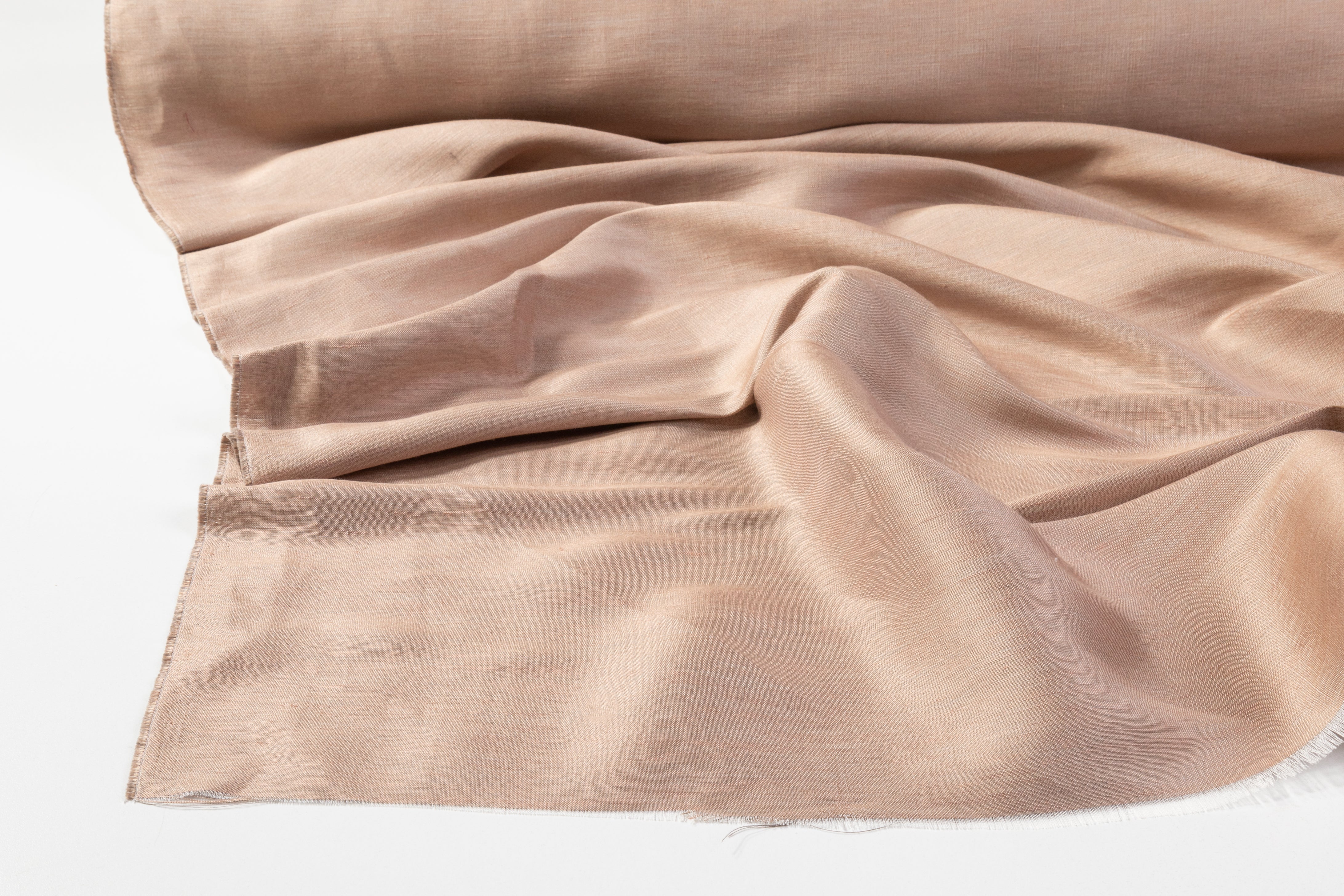 Double Faced Italian Silk / Linen Blend - Beige / Gray