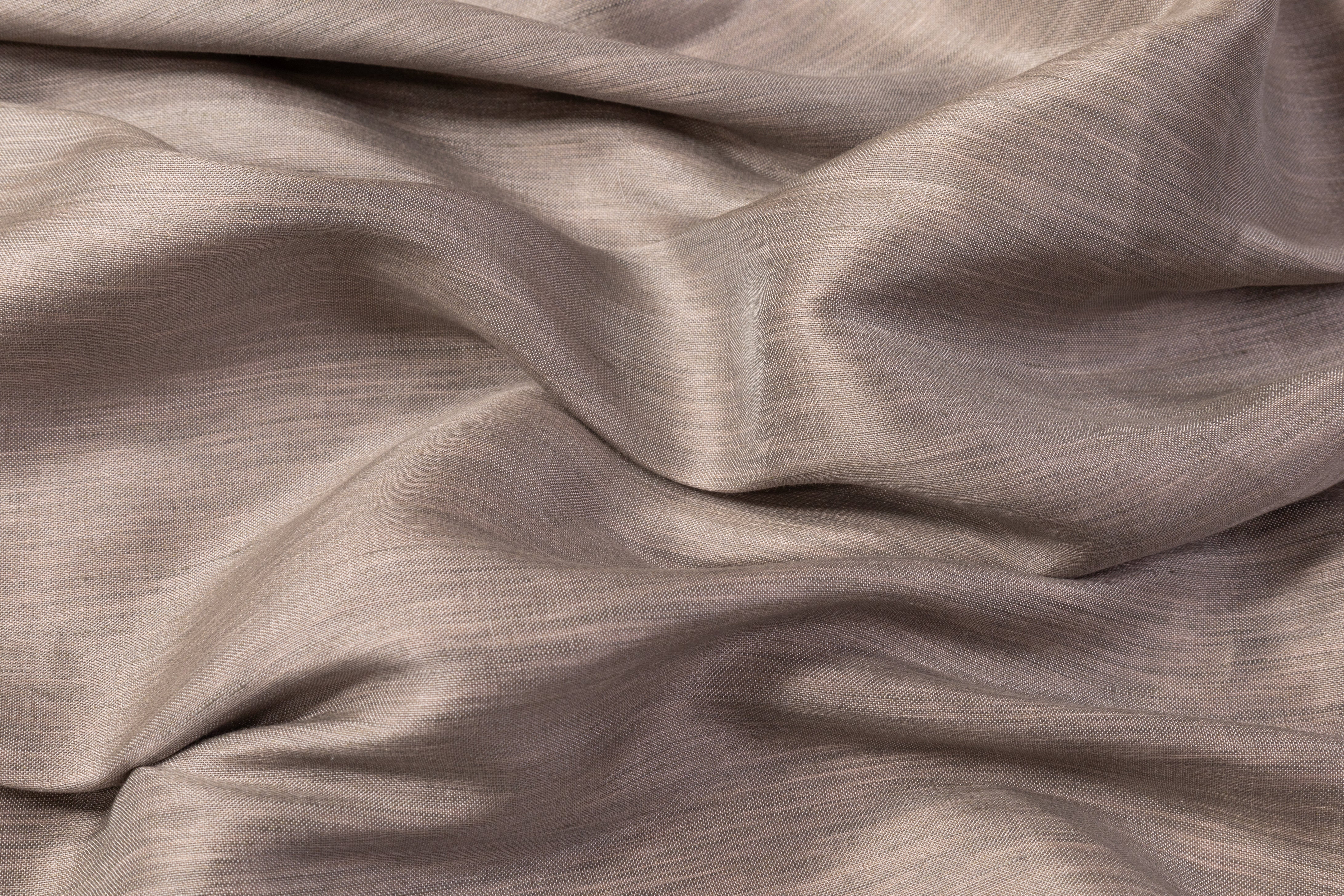 Double Faced Italian Silk / Linen Blend - Beige / Gray
