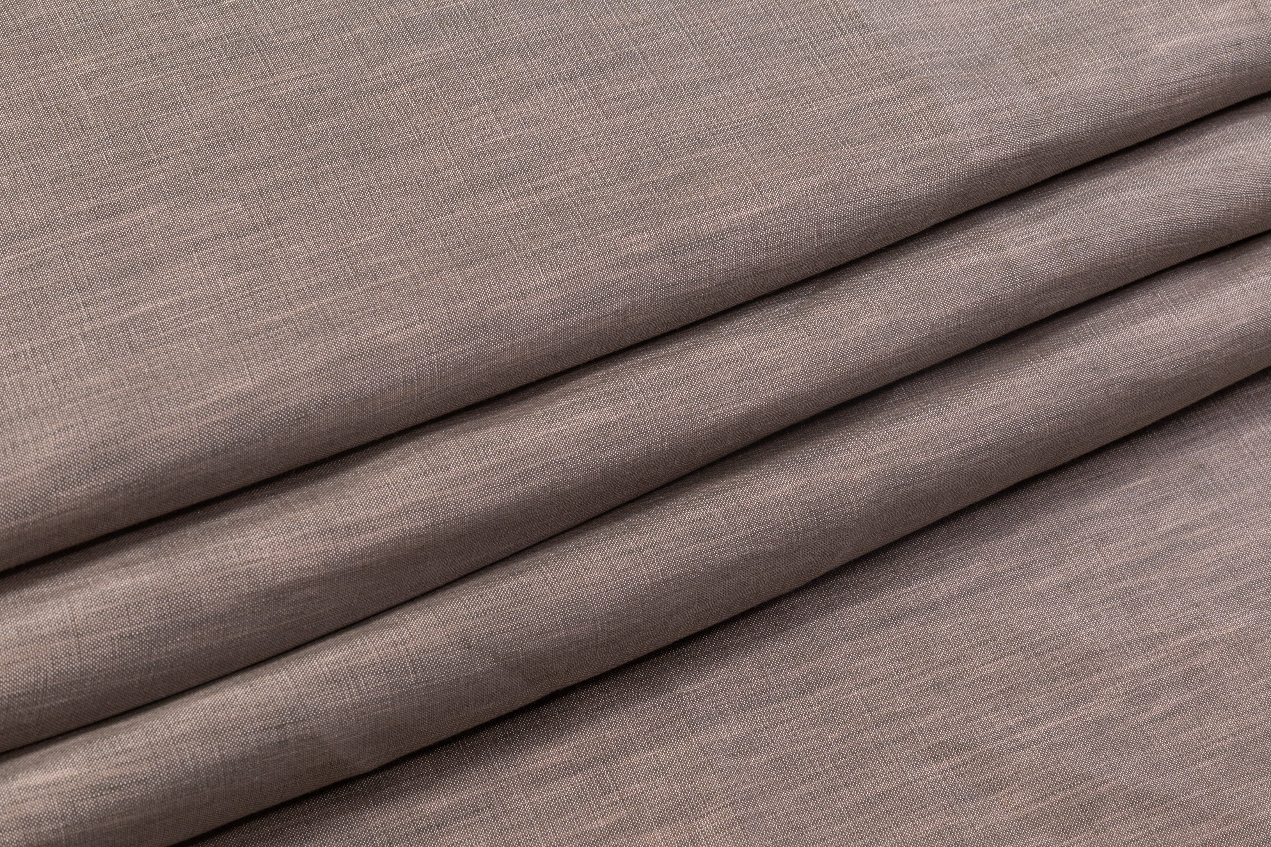 Double Faced Italian Silk / Linen Blend - Beige / Gray