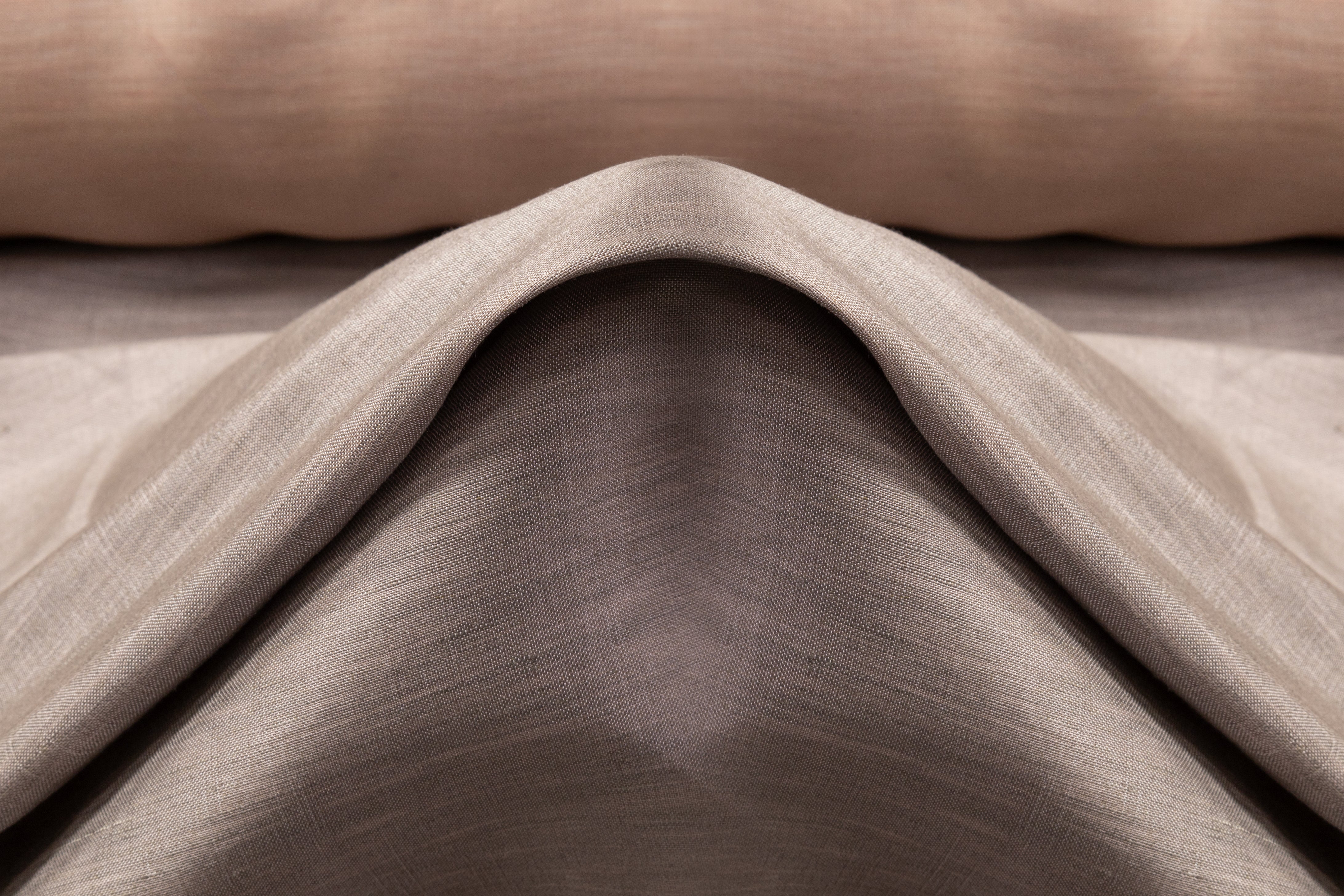 Double Faced Italian Silk / Linen Blend - Beige / Gray