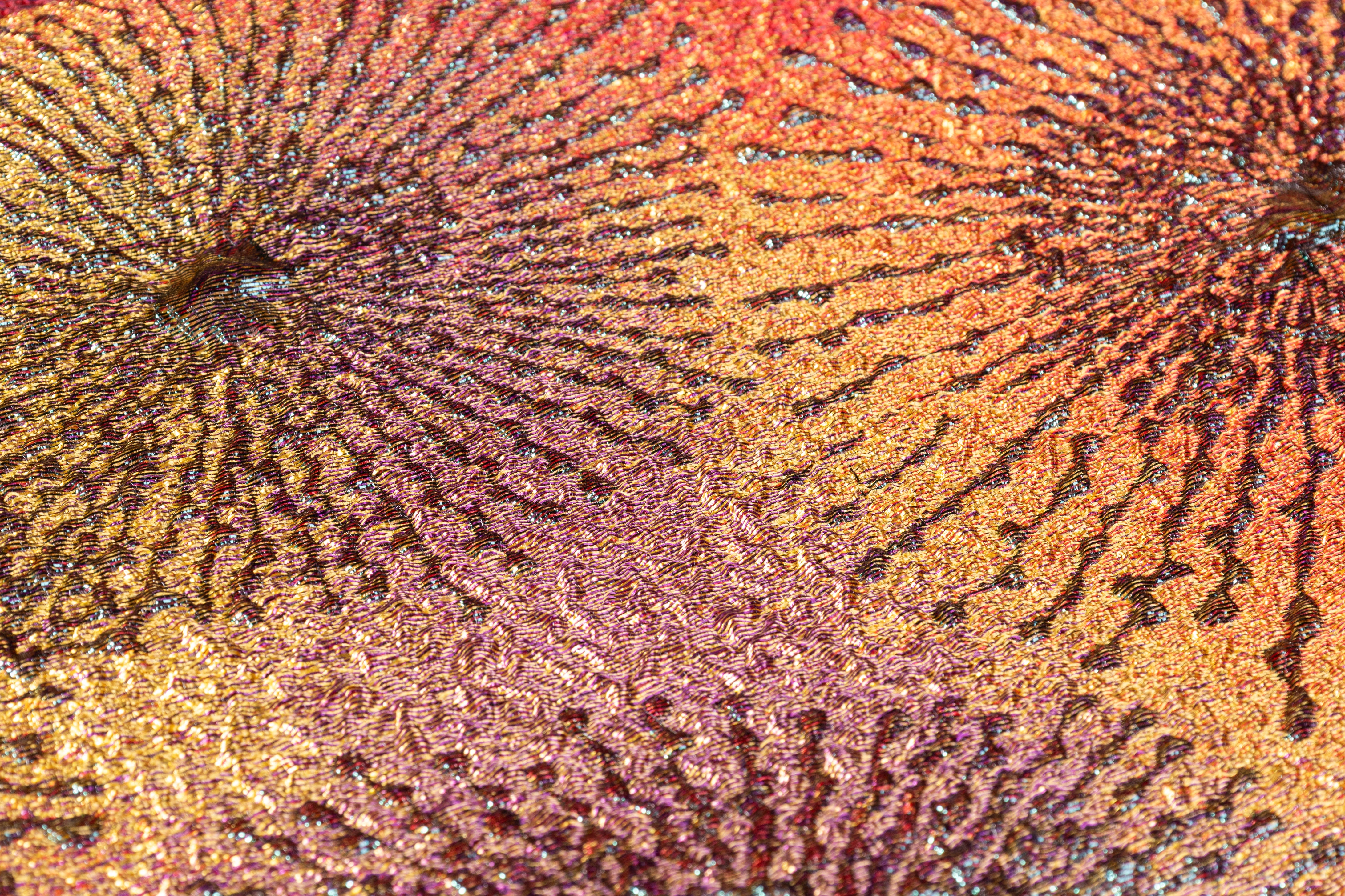 Metallic Italian Cloqué Brocade - Gold / Purple / Red