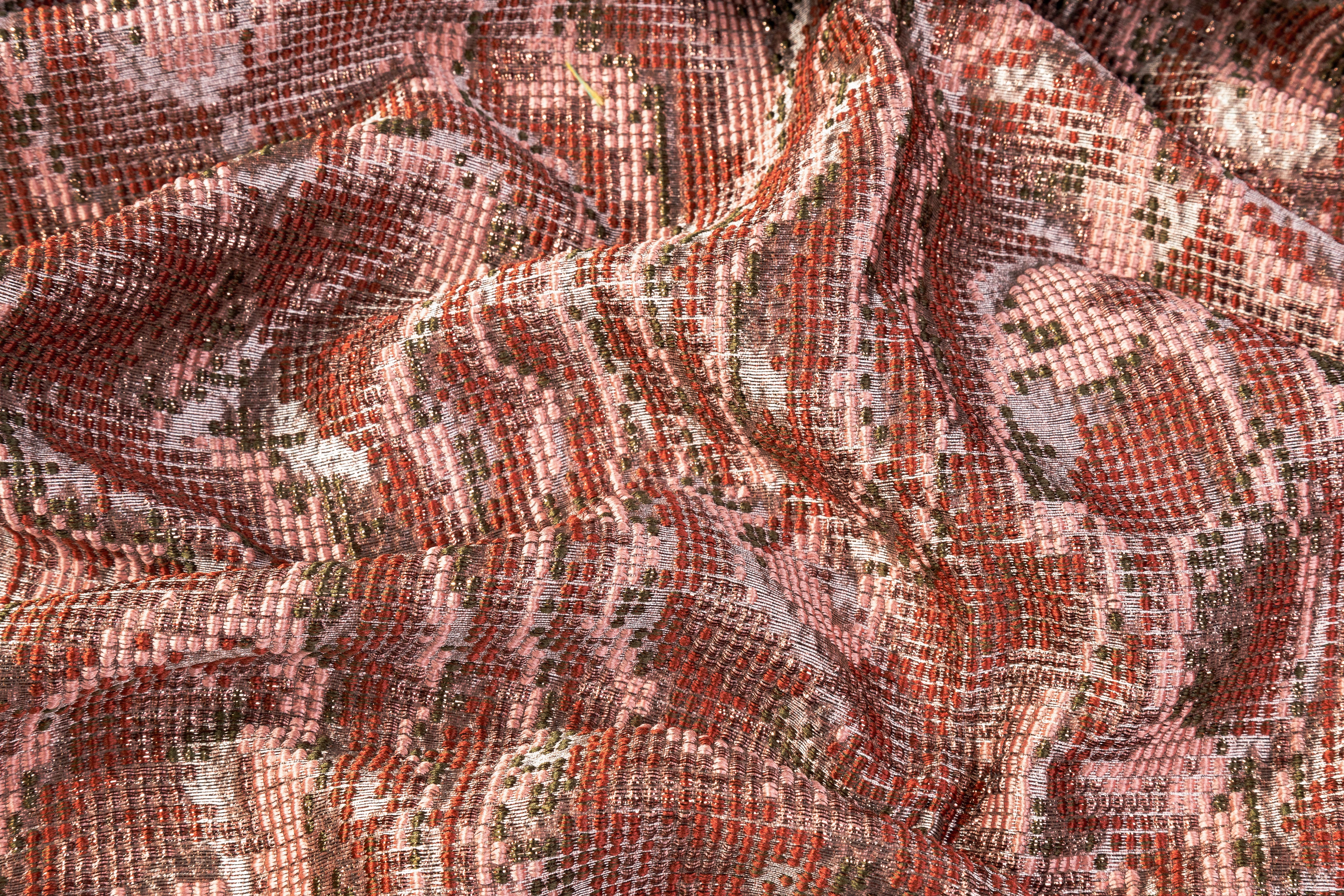 Textured Metallic Italian Brocade - Terracotta / Blush