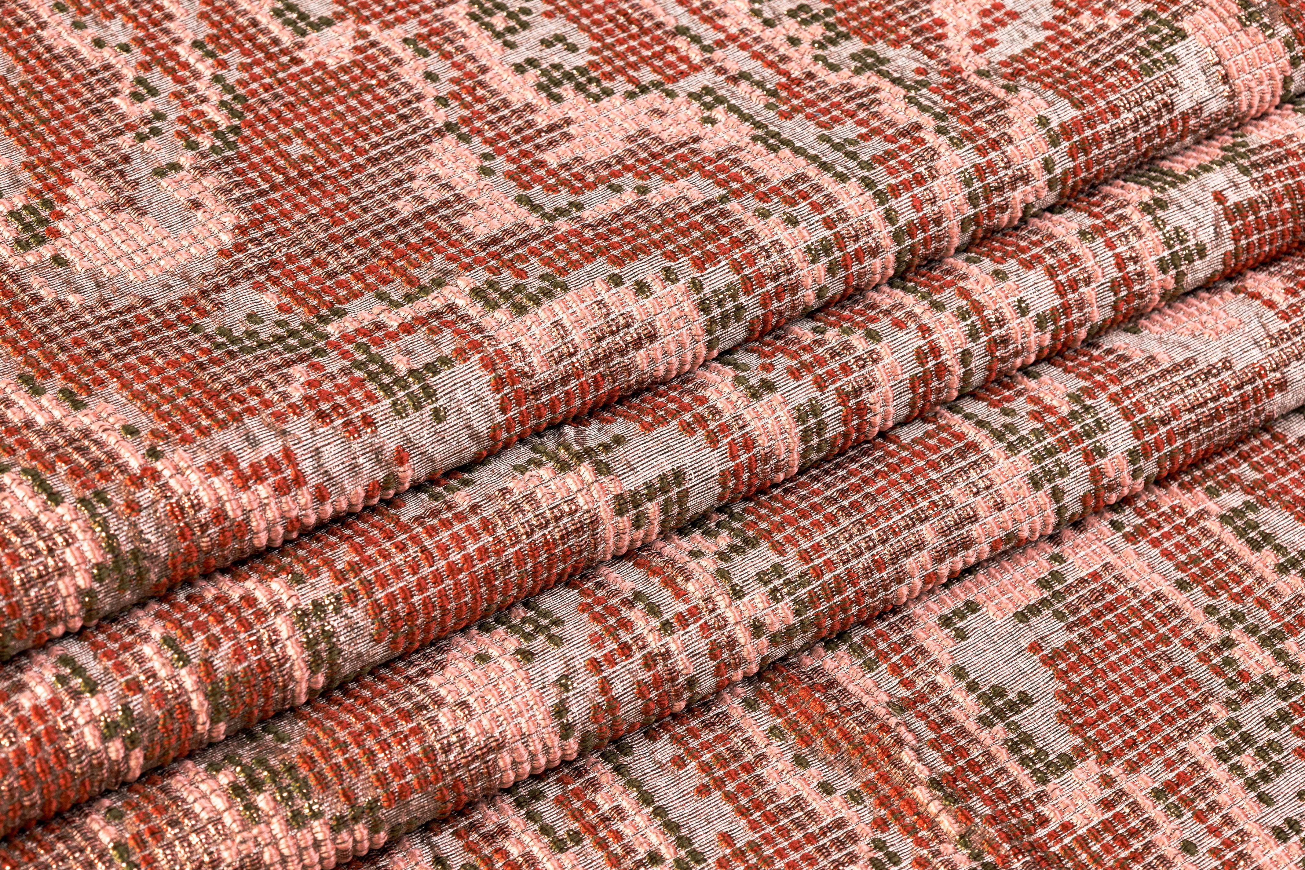 Textured Metallic Italian Brocade - Terracotta / Blush