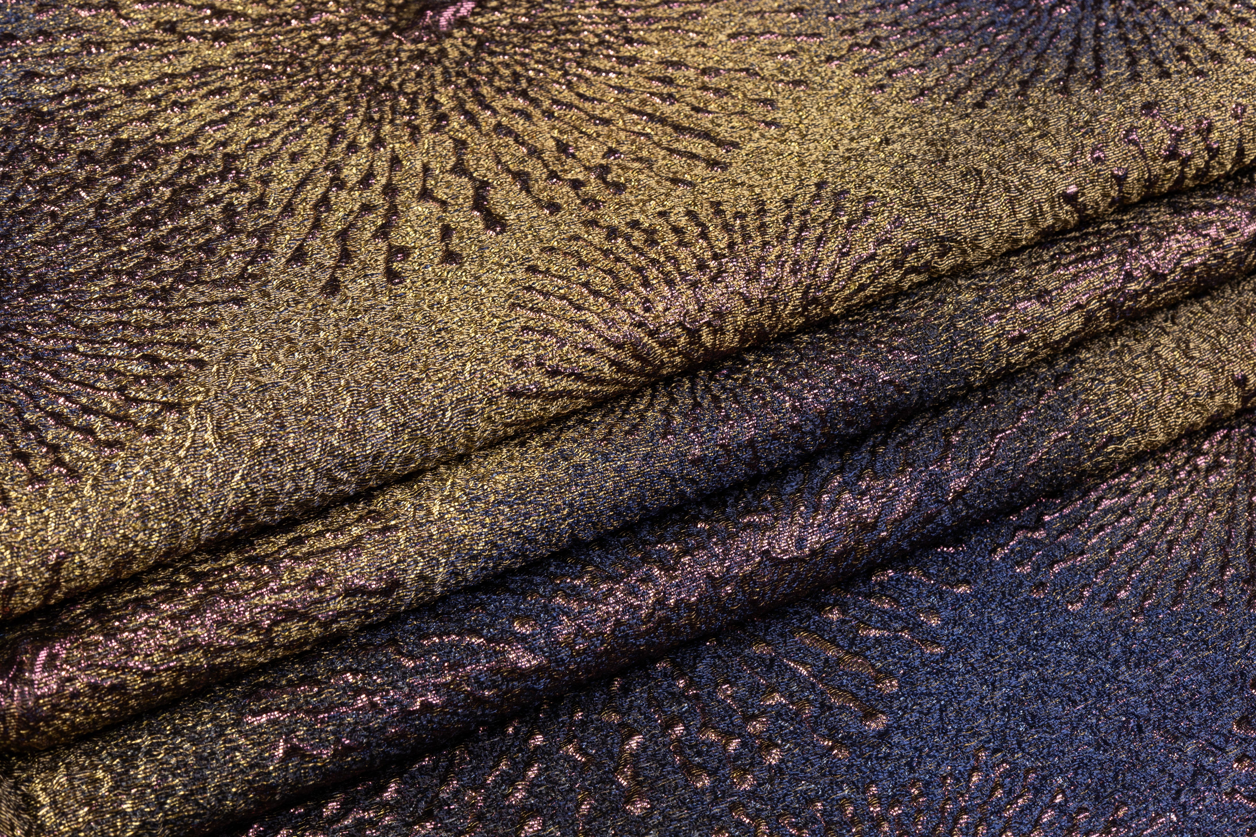 Metallic Italian Cloqué Brocade - Brass / Purple
